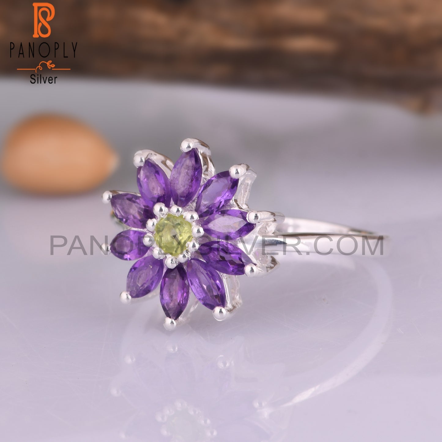 Amethyst & Peridot 925 Stamp Sterling Silver Ring