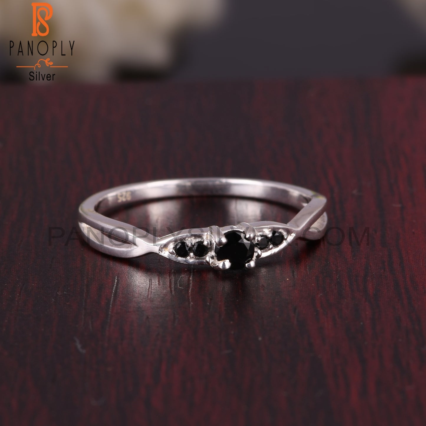 Black Onyx & Black Spinel Round 925 Sterling Silver Ring