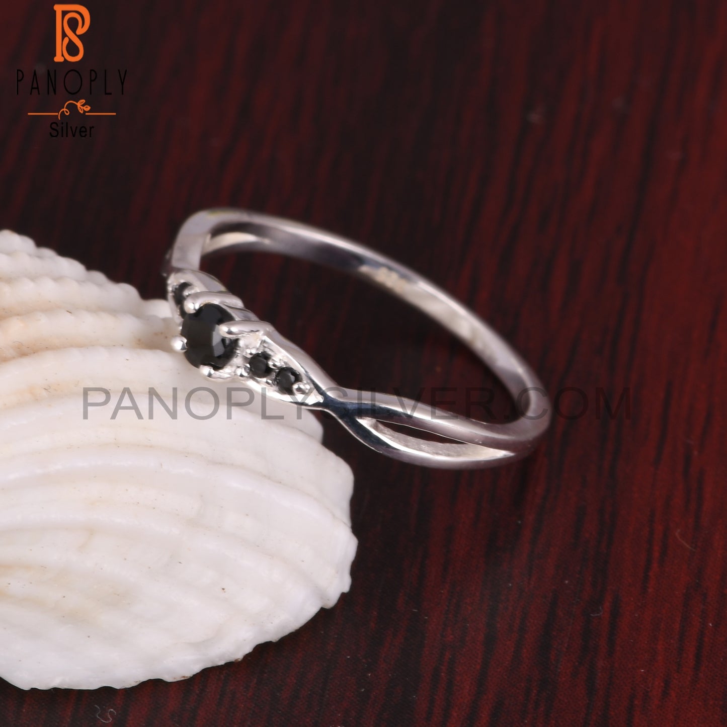 Black Onyx & Black Spinel Round 925 Sterling Silver Ring