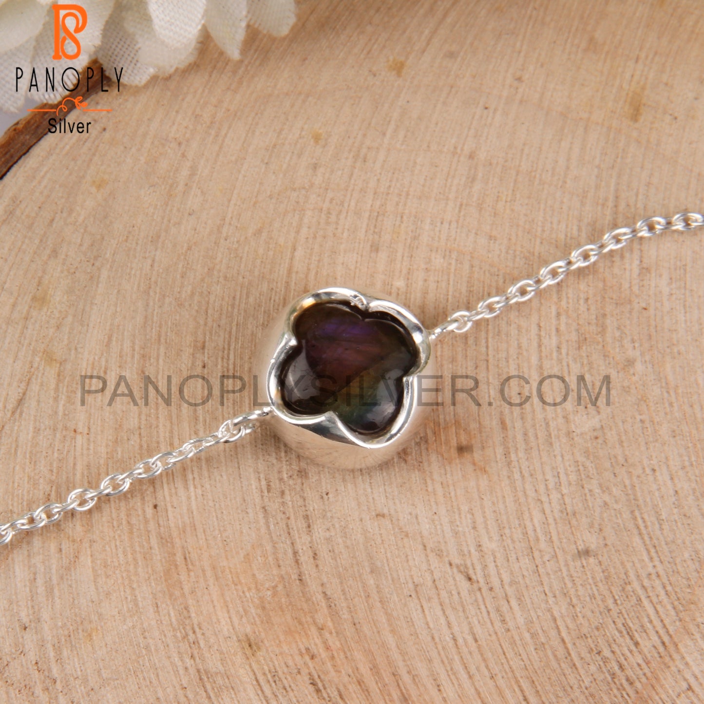 Labradorite Round Shape 925 Sterling Silver Bracelet