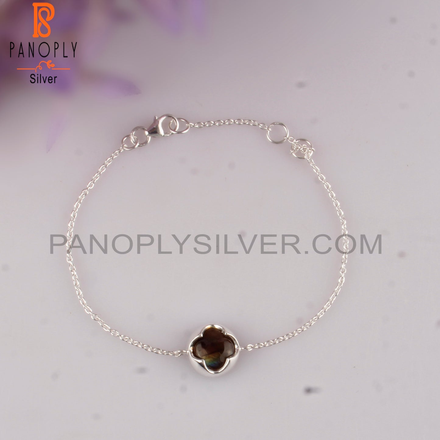 Labradorite Round Shape 925 Sterling Silver Bracelet