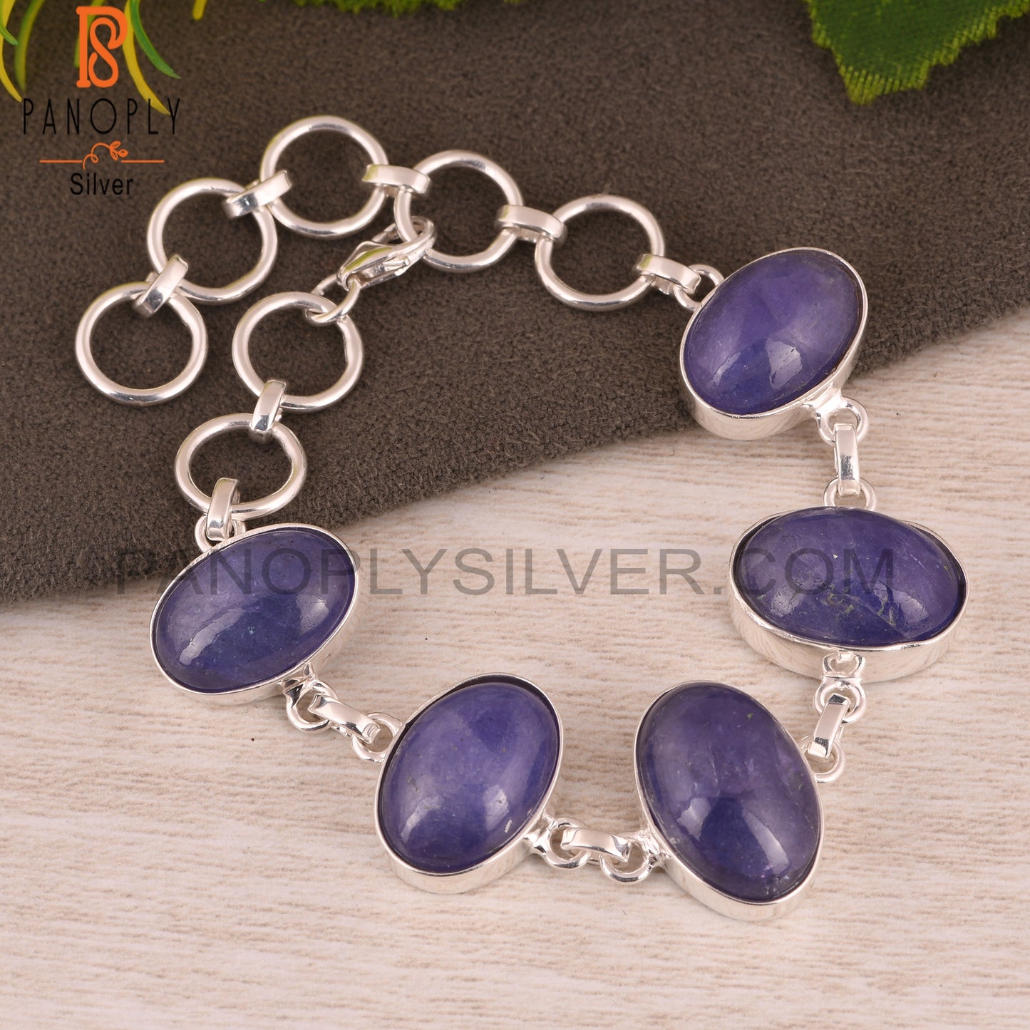 Tanzanite 925 Sterling Silver Chain Link Bracelet