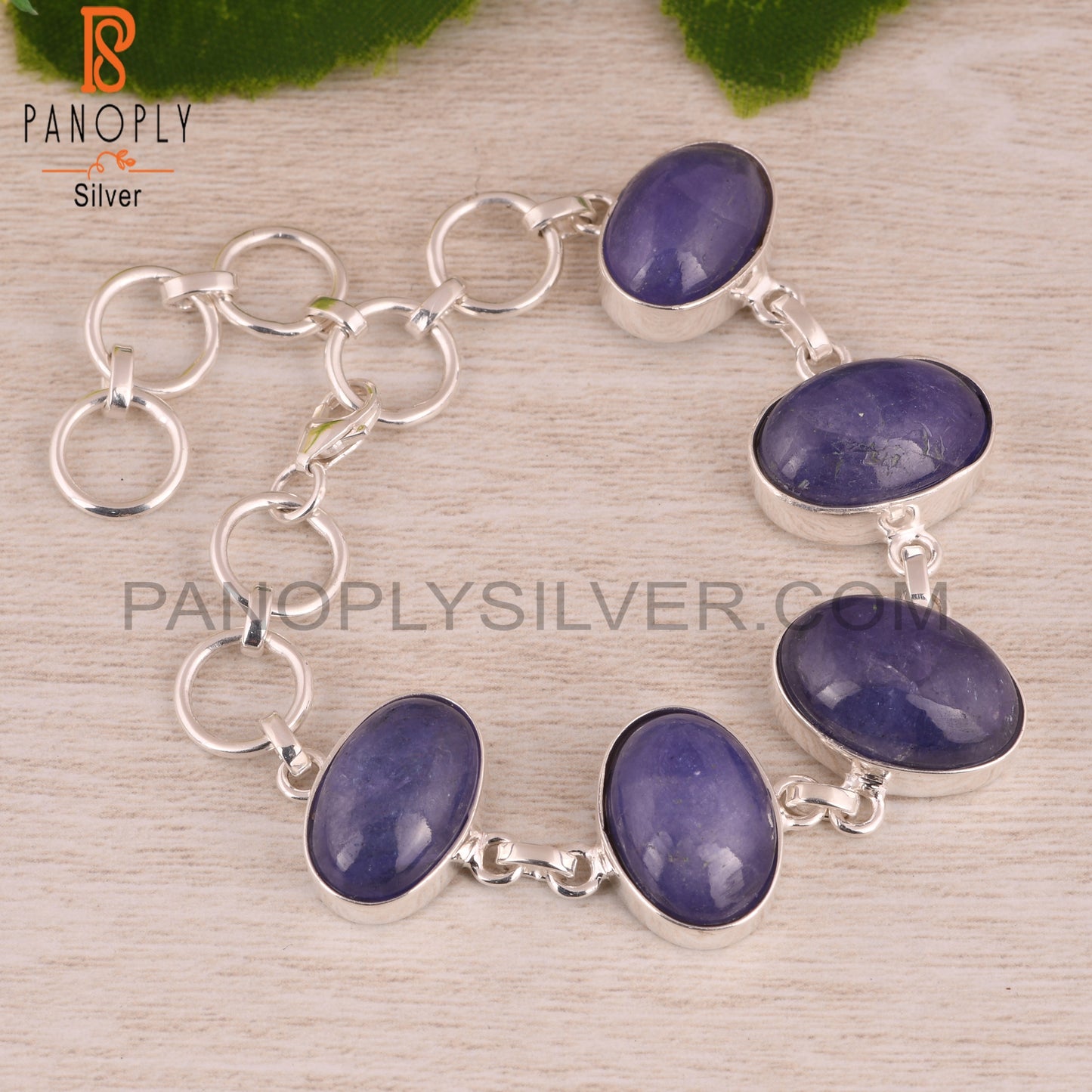 Tanzanite 925 Sterling Silver Chain Link Bracelet