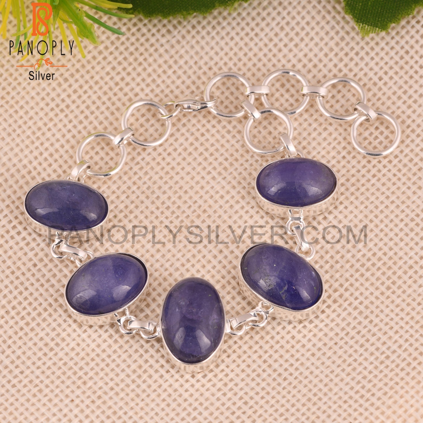 Tanzanite 925 Sterling Silver Chain Link Bracelet