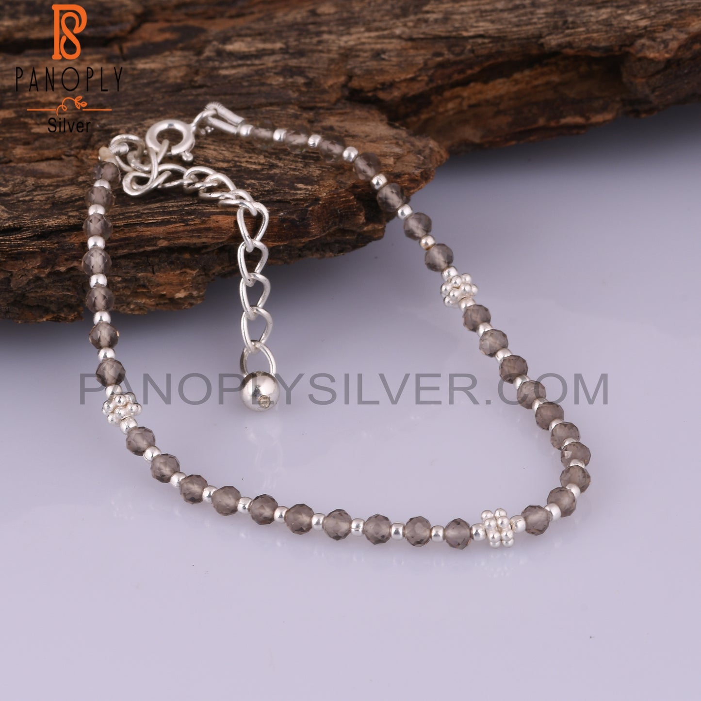 Smoky Round Shape 925 Sterling Silver Bracelet