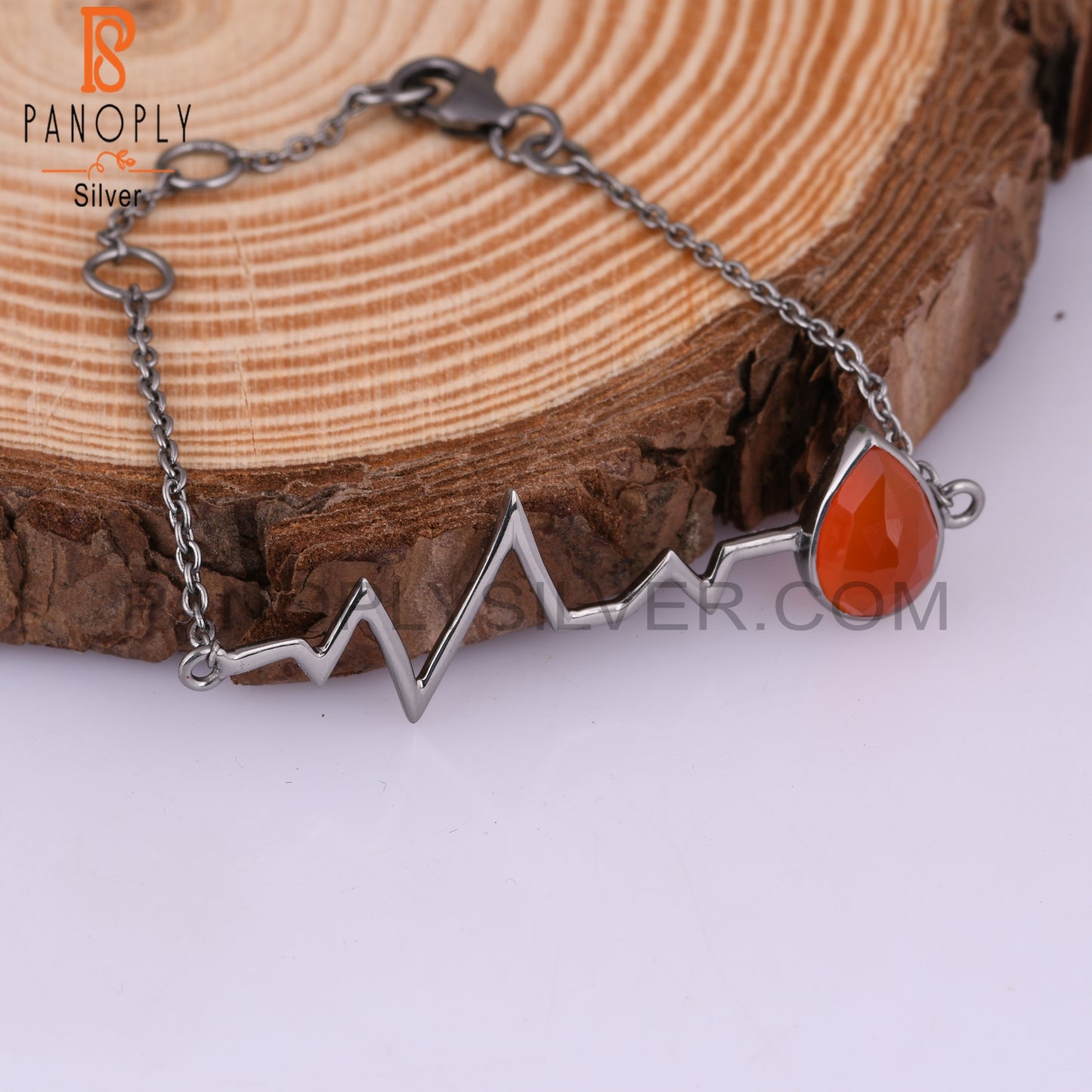 Red Onyx Pear 925 Sterling Silver Bracelet