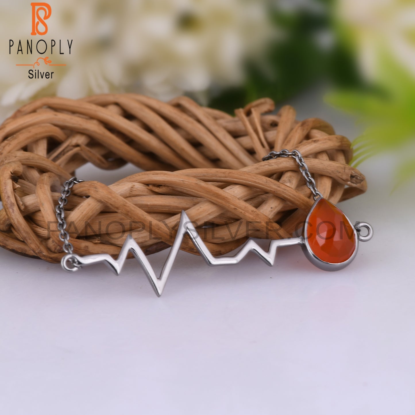 Red Onyx Pear 925 Sterling Silver Bracelet