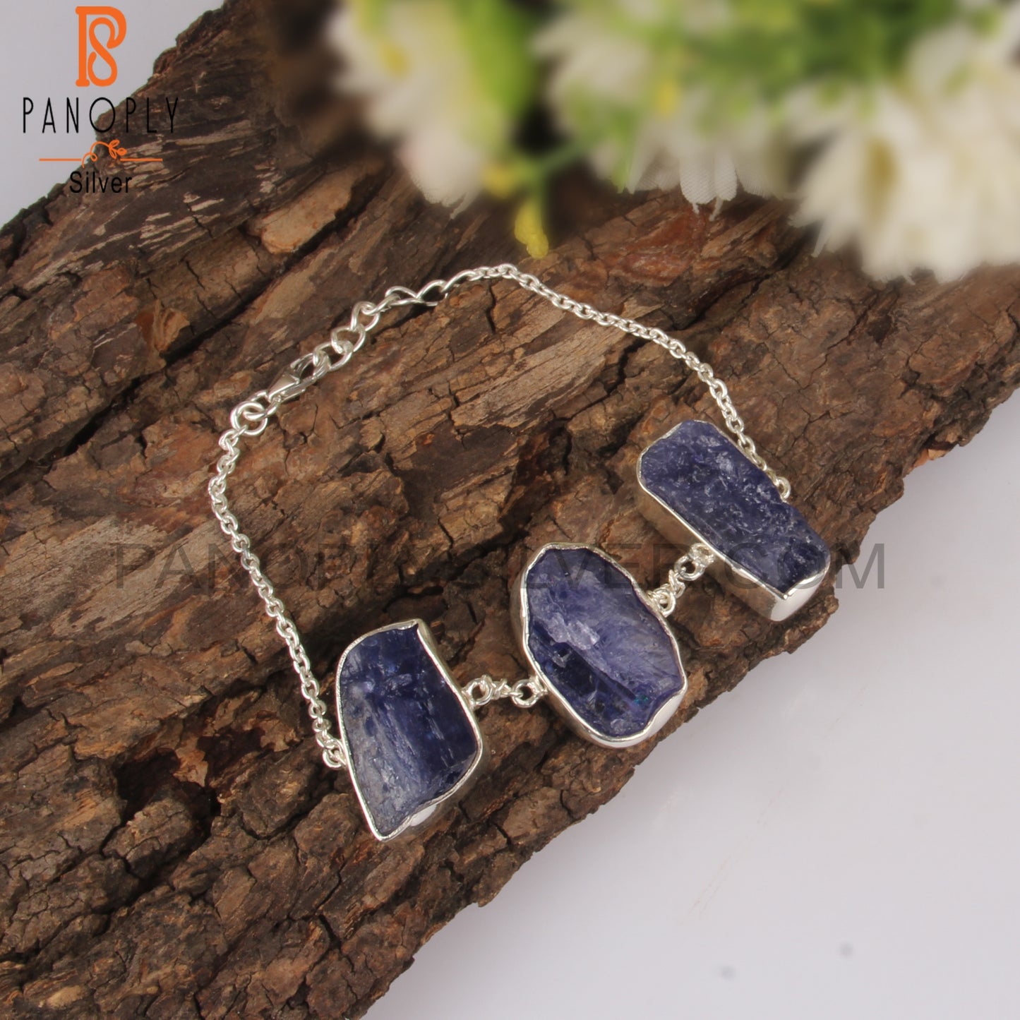 Tanzanite Rough 925 Sterling Silver Bracelet
