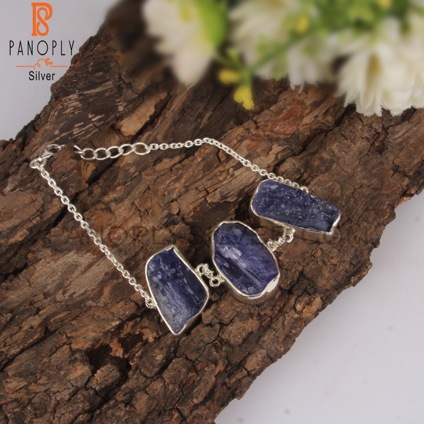 Tanzanite Rough 925 Sterling Silver Bracelet