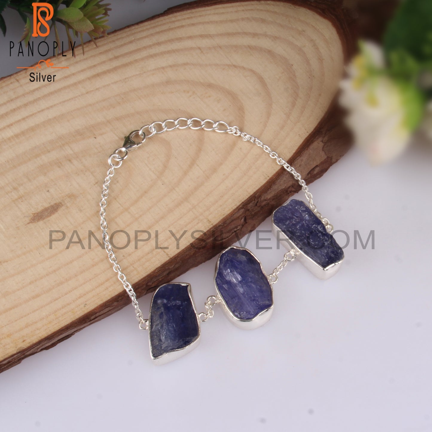 Tanzanite Rough 925 Sterling Silver Bracelet