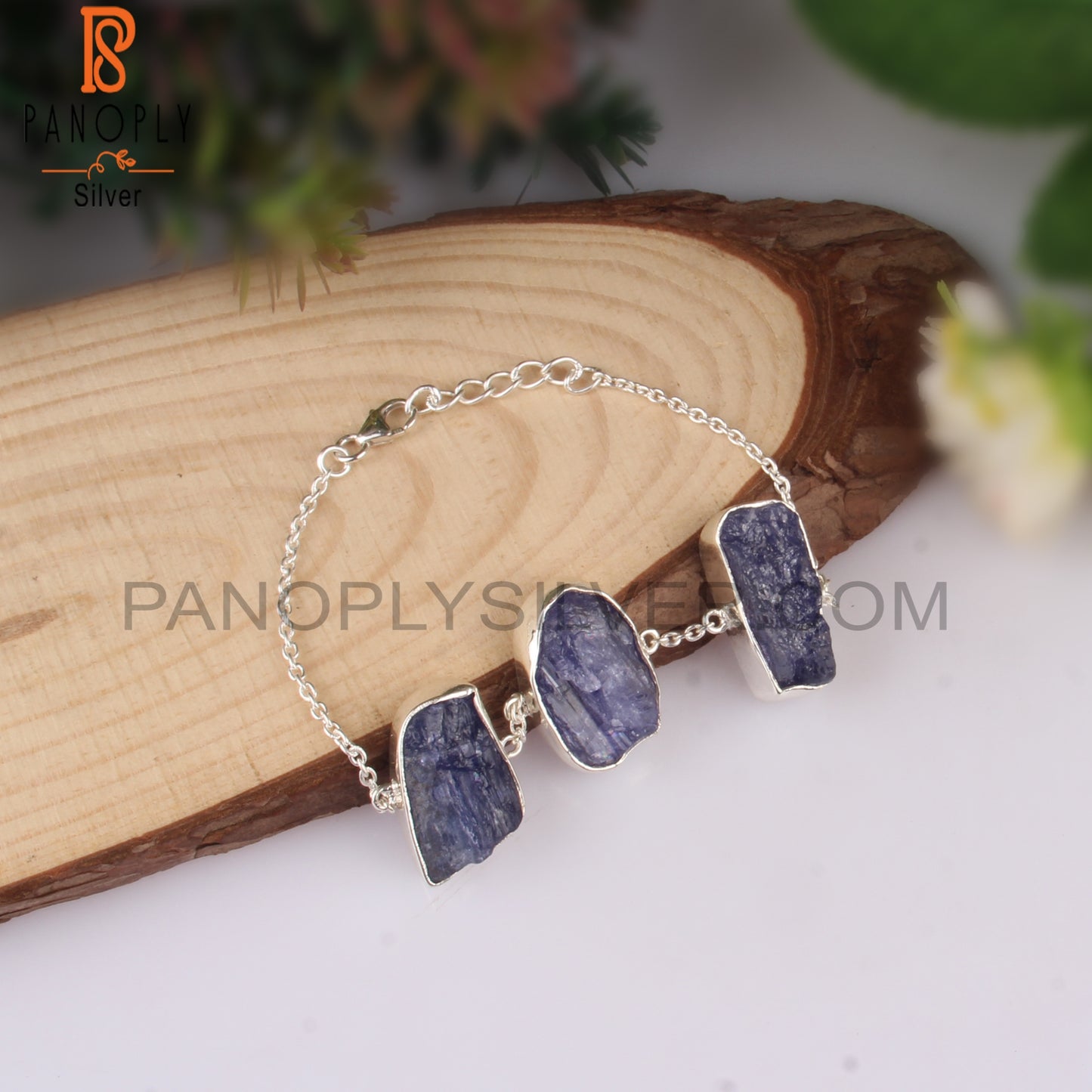 Tanzanite Rough 925 Sterling Silver Bracelet