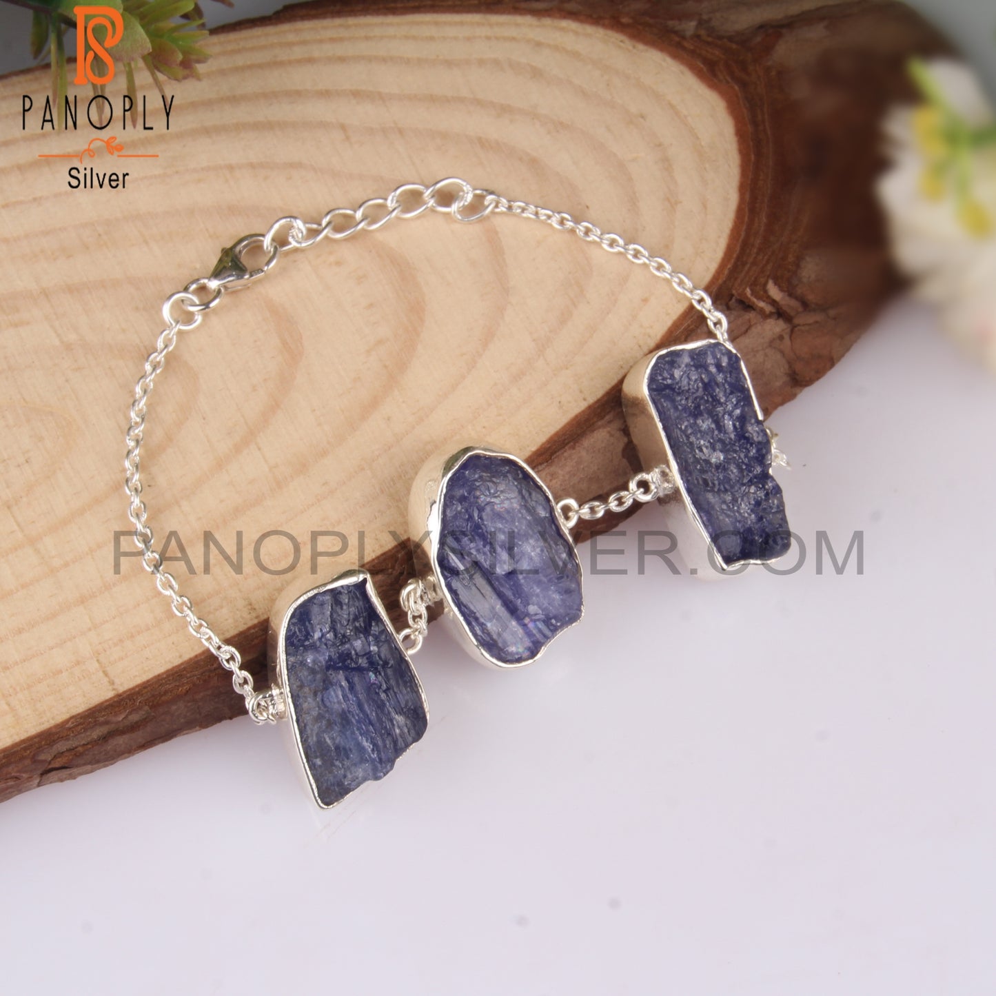Tanzanite Rough 925 Sterling Silver Bracelet