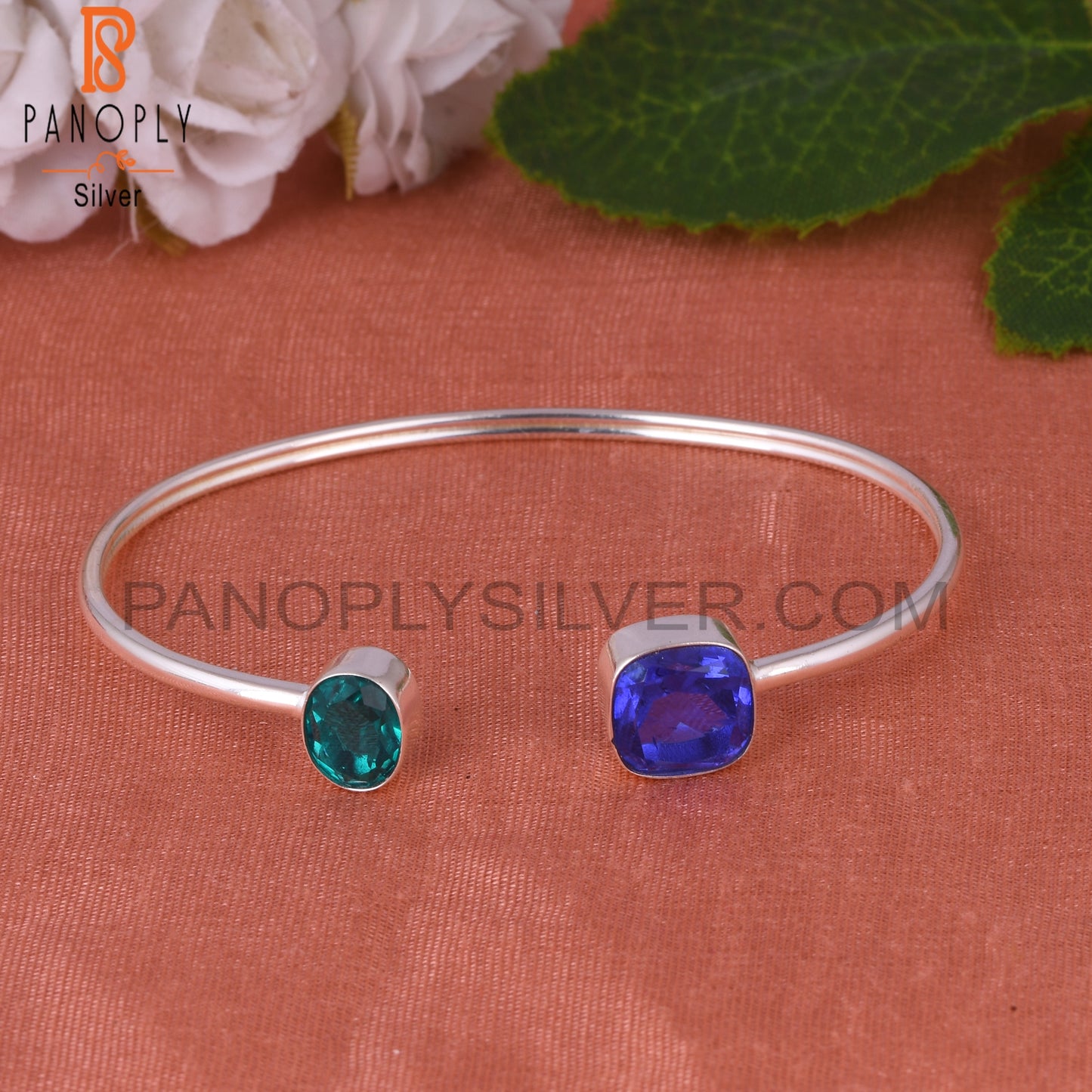 Doublet Santamaria Aquamarine, Tanzanite Quartz 925 Silver