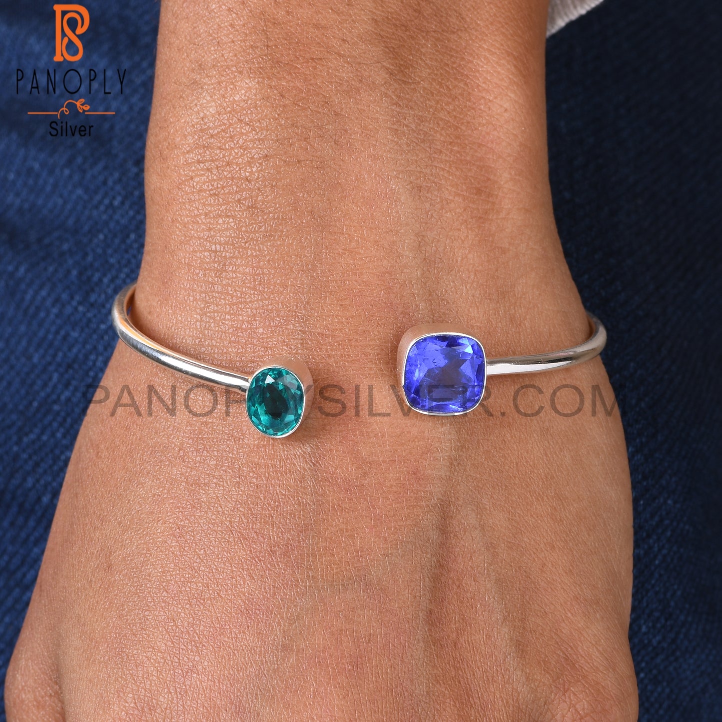 Doublet Santamaria Aquamarine, Tanzanite Quartz 925 Silver