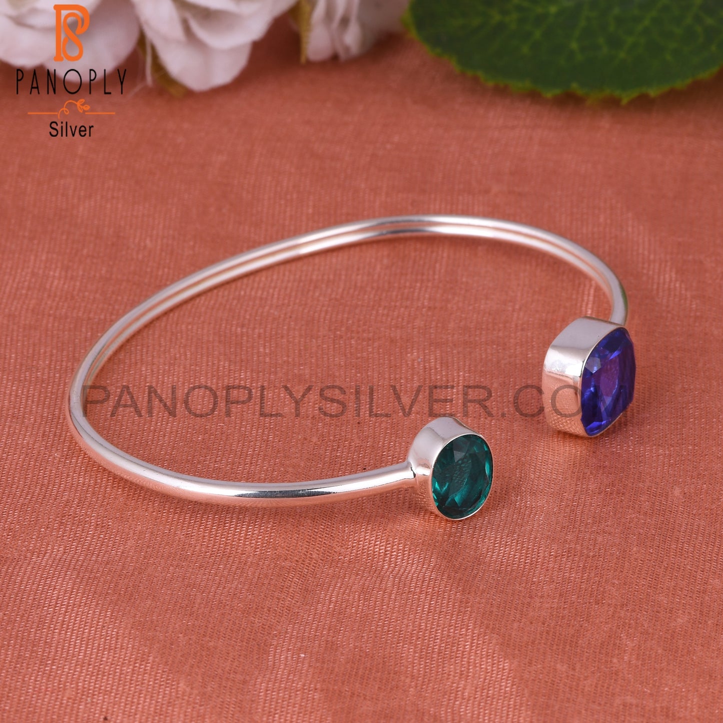 Doublet Santamaria Aquamarine, Tanzanite Quartz 925 Silver