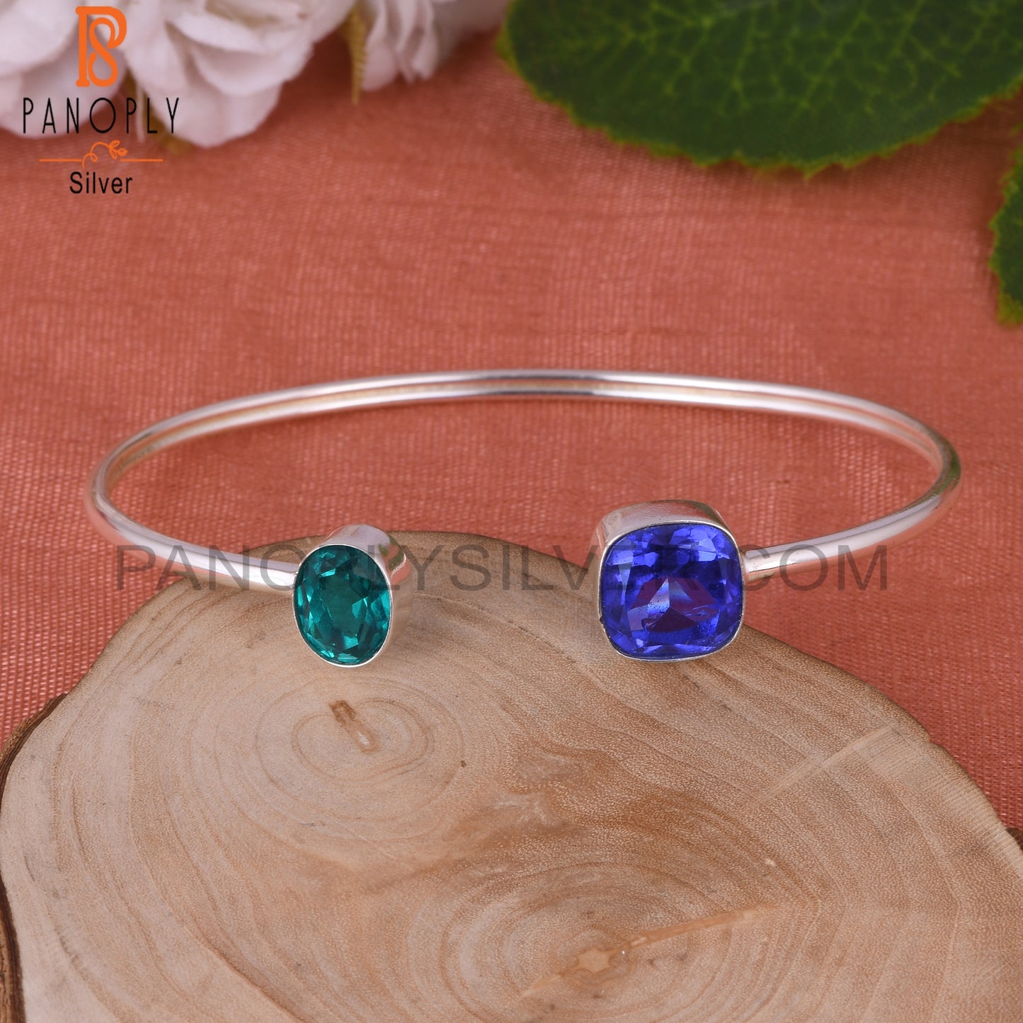 Doublet Santamaria Aquamarine, Tanzanite Quartz 925 Silver