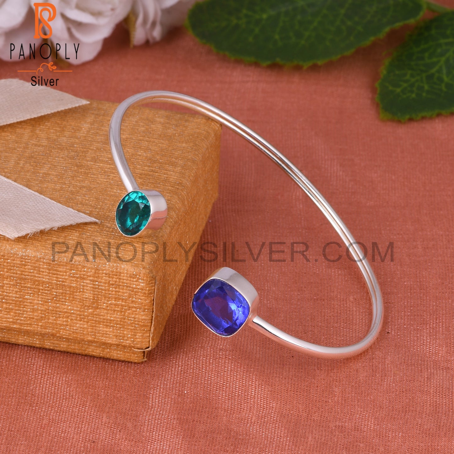 Doublet Santamaria Aquamarine, Tanzanite Quartz 925 Silver