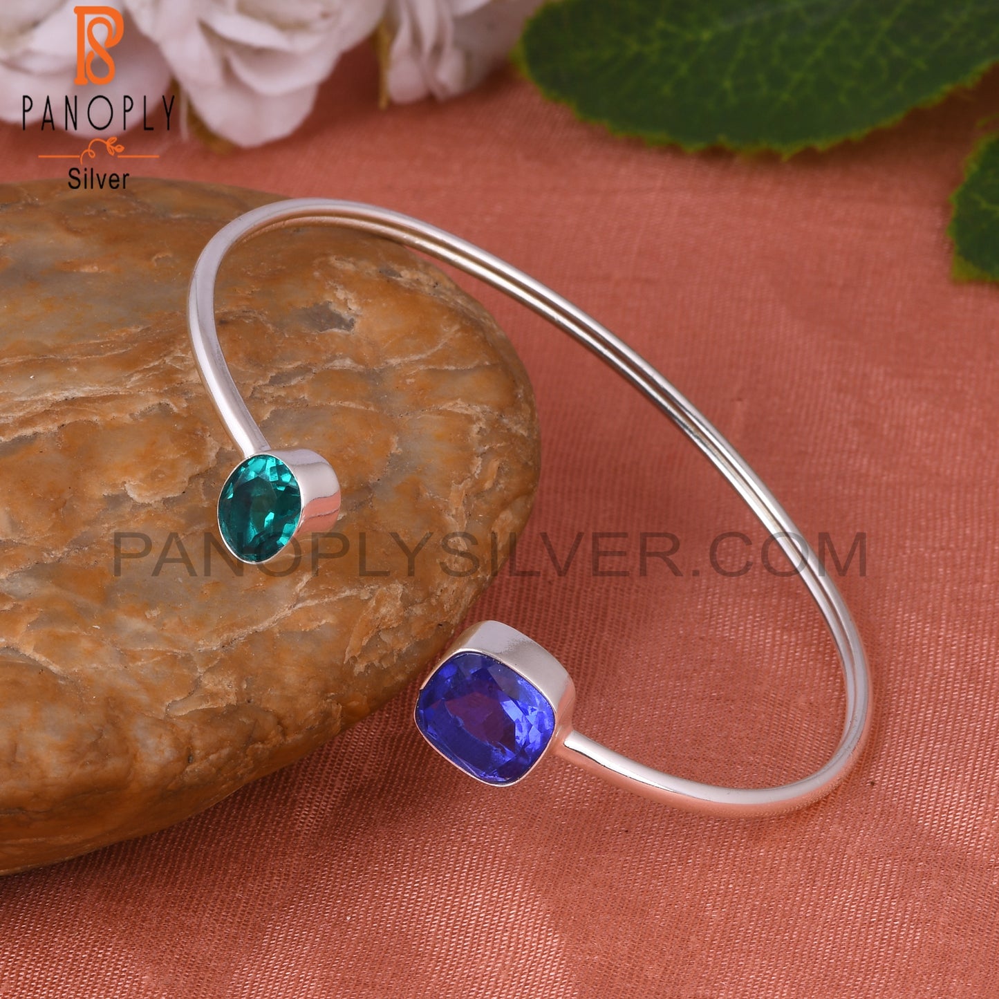 Doublet Santamaria Aquamarine, Tanzanite Quartz 925 Silver