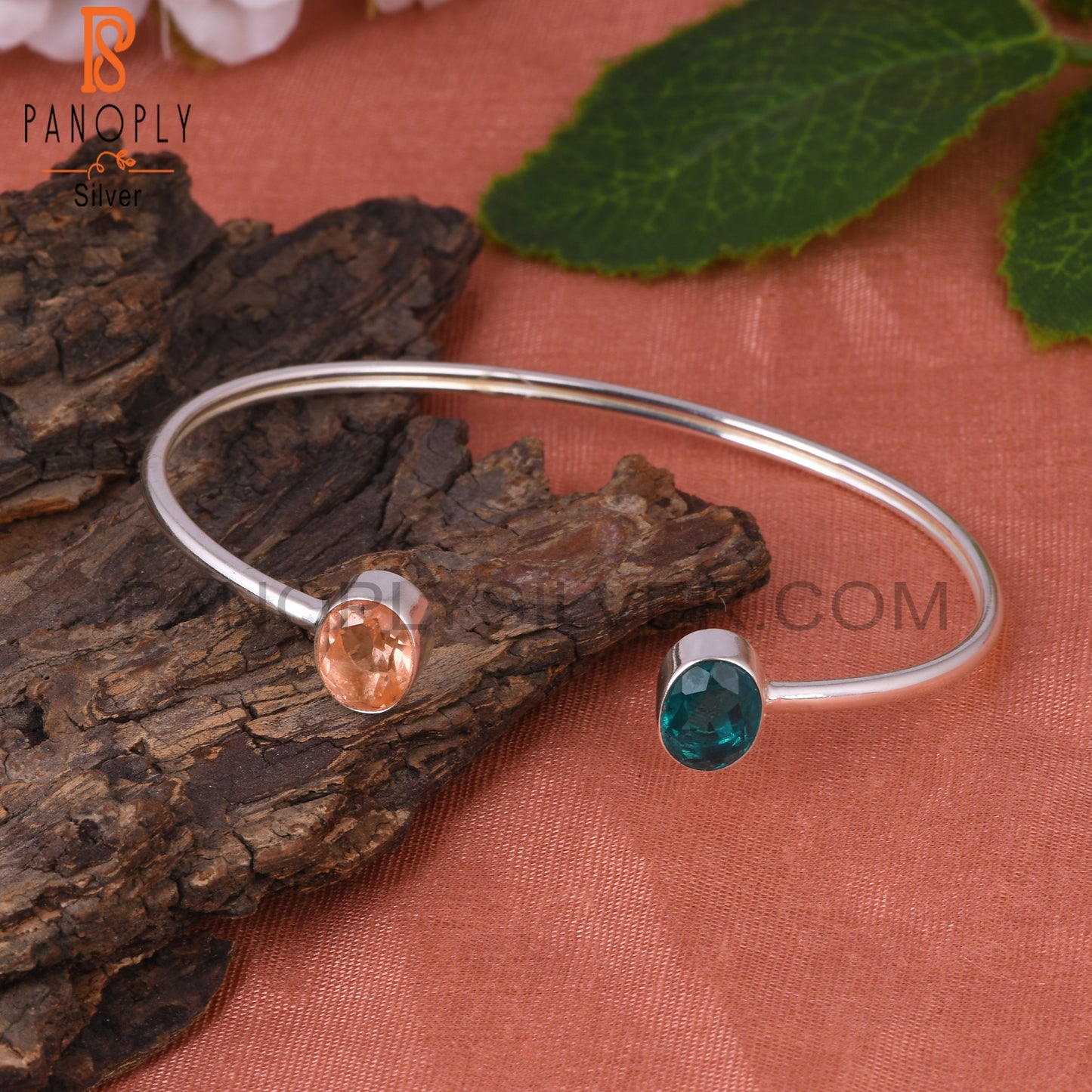 Doublet Santamaria Aquamaria, Morganite Quartz Bangle