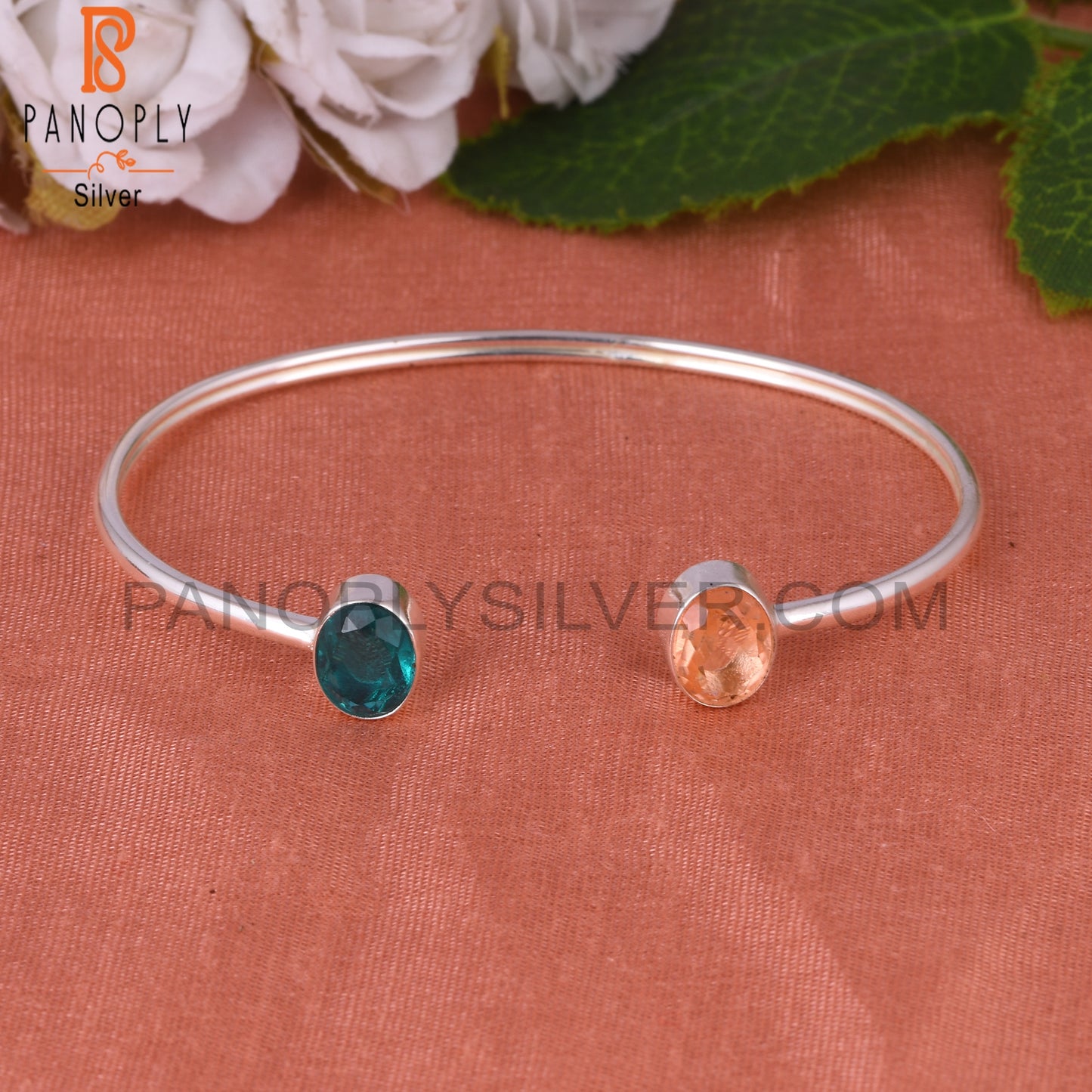 Doublet Santamaria Aquamaria, Morganite Quartz Bangle