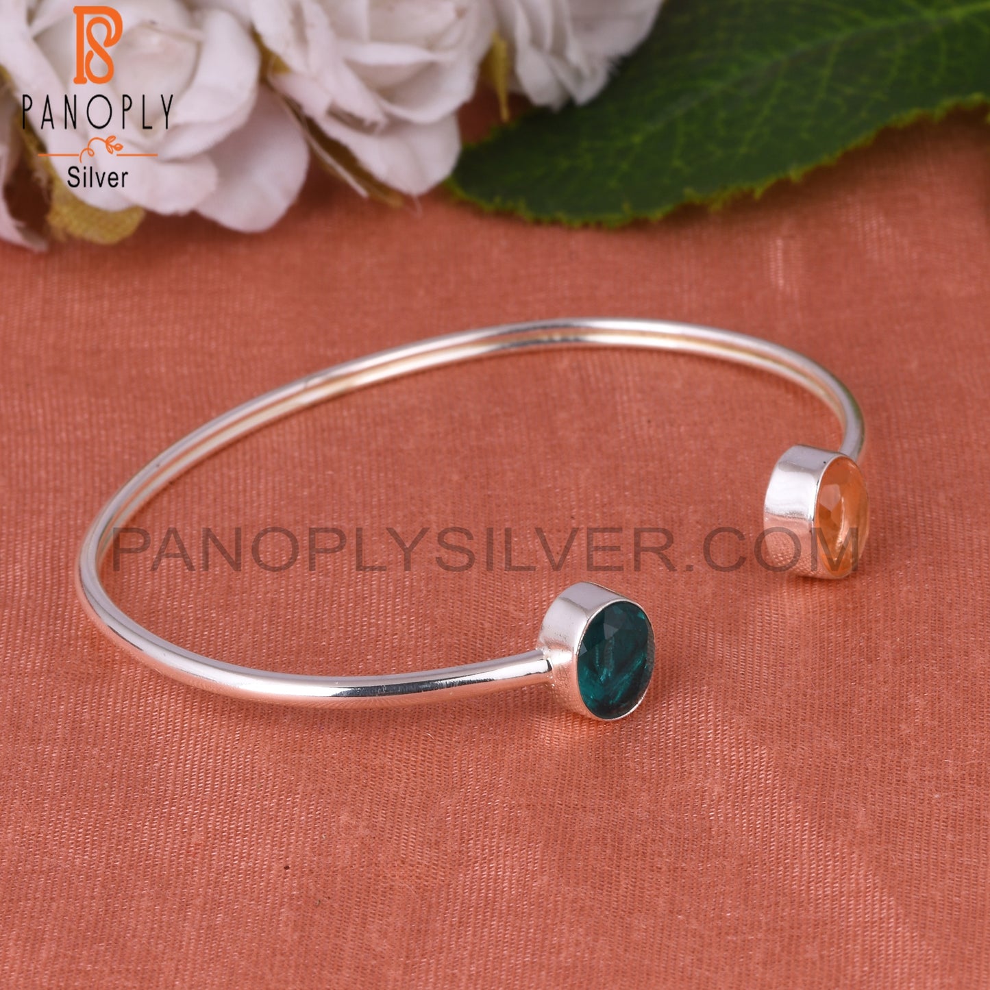 Doublet Santamaria Aquamaria, Morganite Quartz Bangle