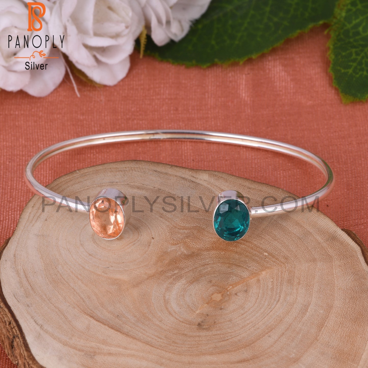 Doublet Santamaria Aquamaria, Morganite Quartz Bangle