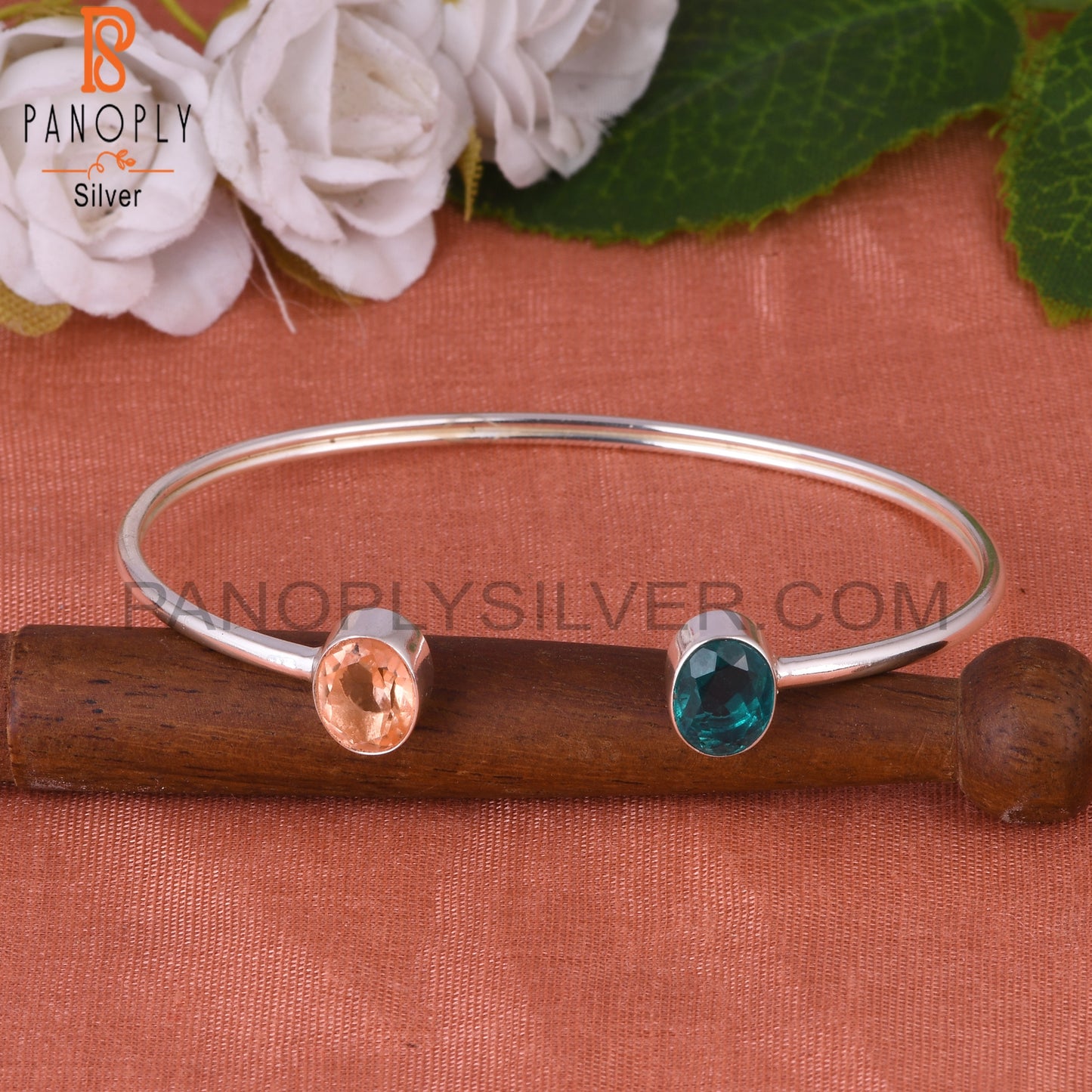 Doublet Santamaria Aquamaria, Morganite Quartz Bangle