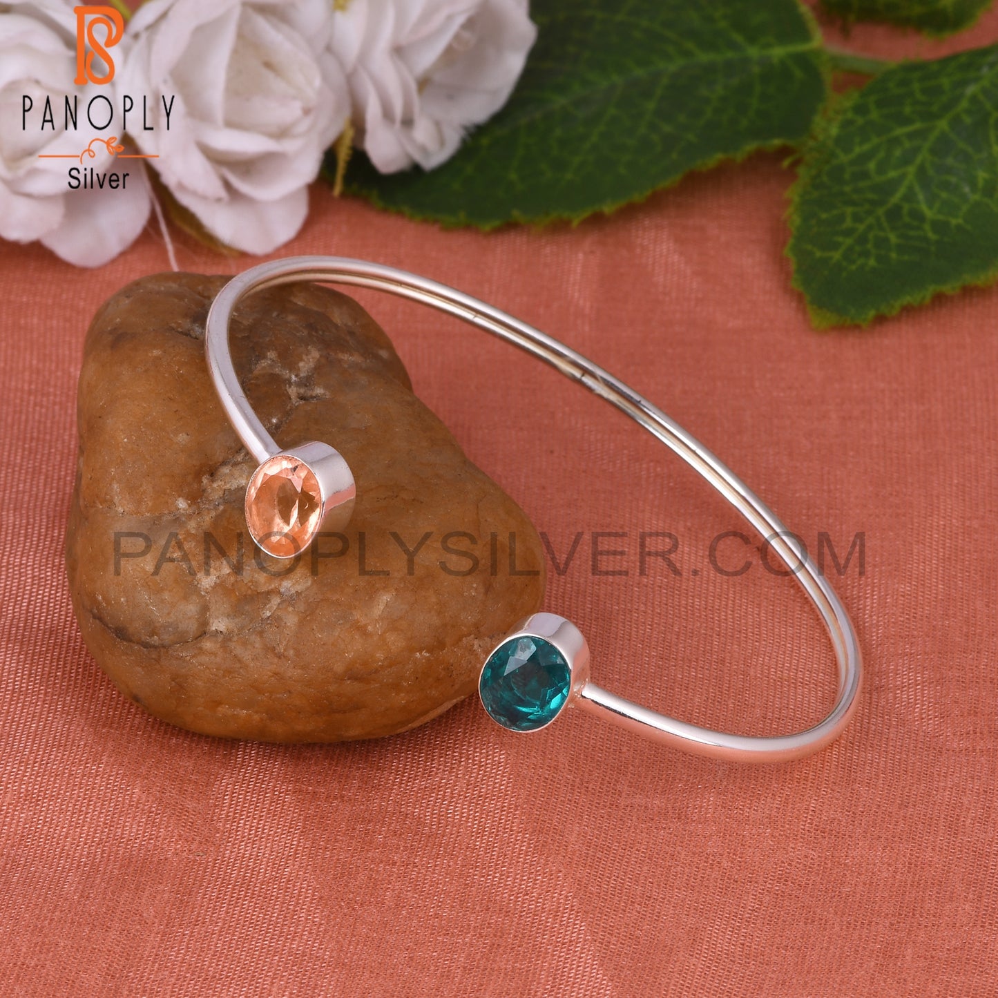 Doublet Santamaria Aquamaria, Morganite Quartz Bangle