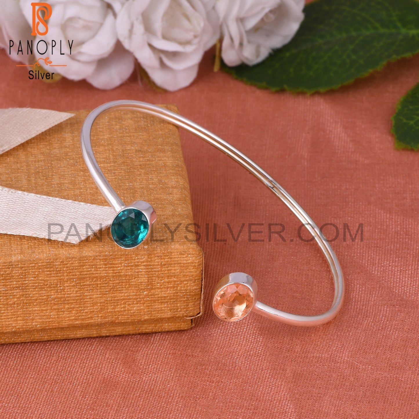 Doublet Santamaria Aquamaria, Morganite Quartz Bangle