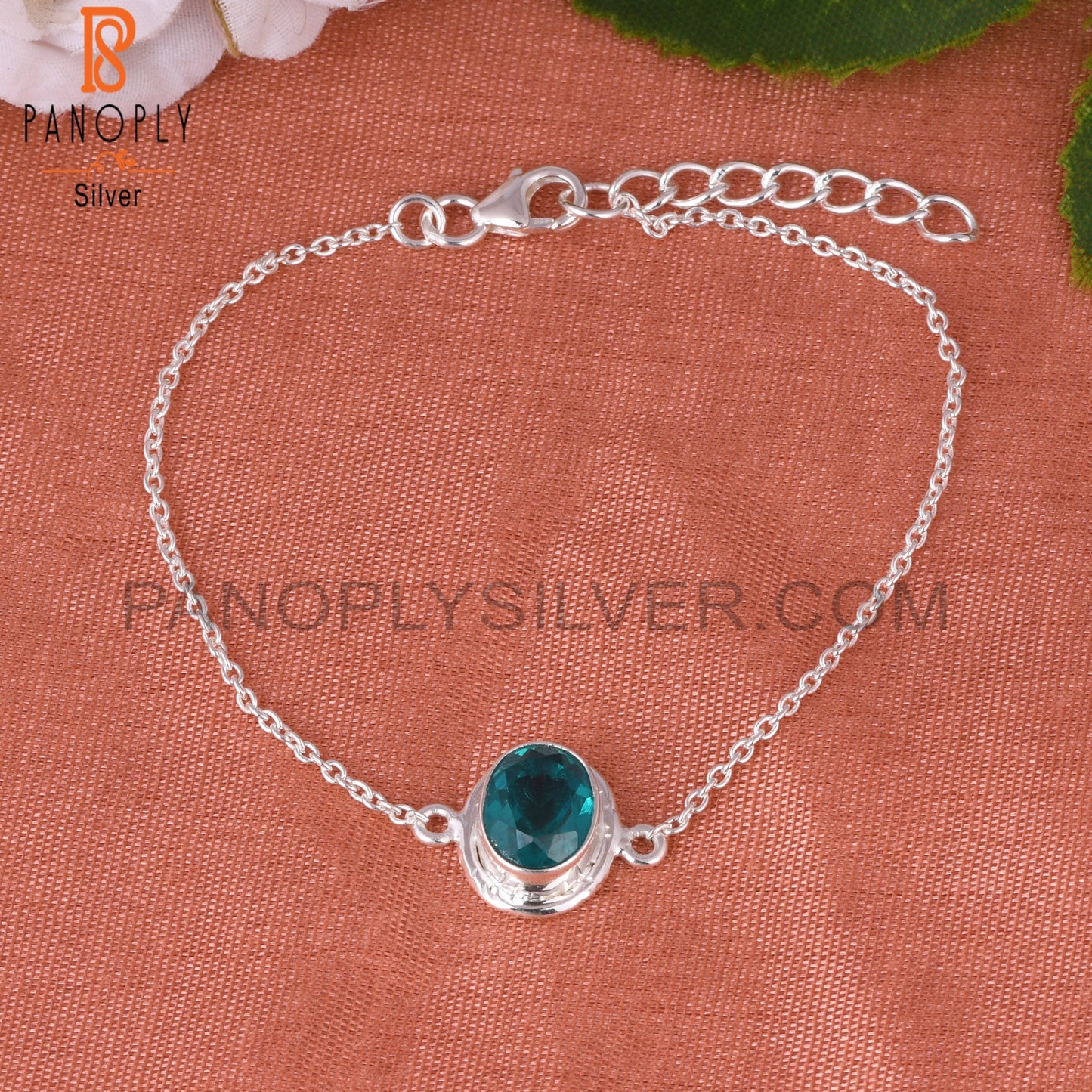 Doublet Santamaria Aquamarine Quartz 925 Silver Bracelet