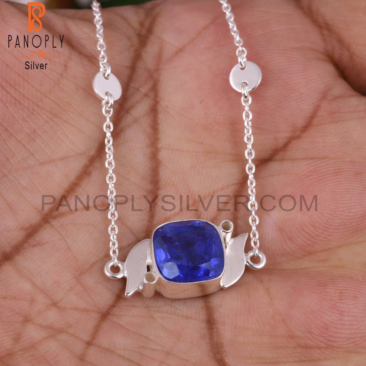Doublet Tanzanite Quartz Cushion Shape 925 Silver Bracelet