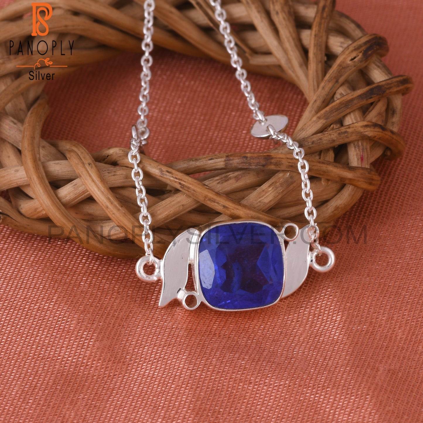 Doublet Tanzanite Quartz Cushion Shape 925 Silver Bracelet