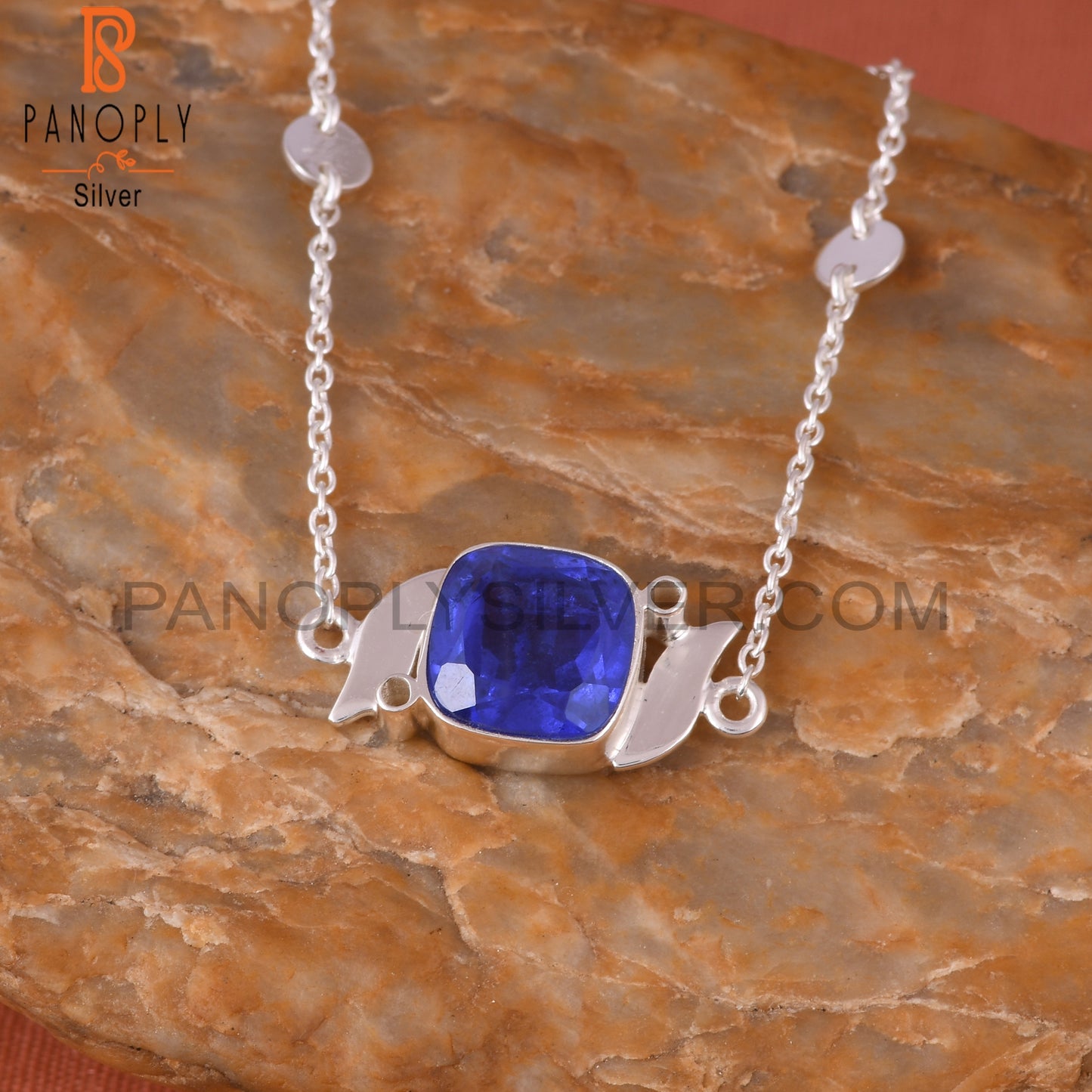 Doublet Tanzanite Quartz Cushion Shape 925 Silver Bracelet