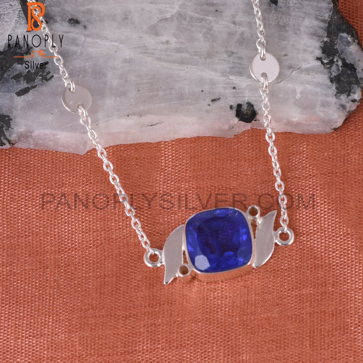 Doublet Tanzanite Quartz Cushion Shape 925 Silver Bracelet