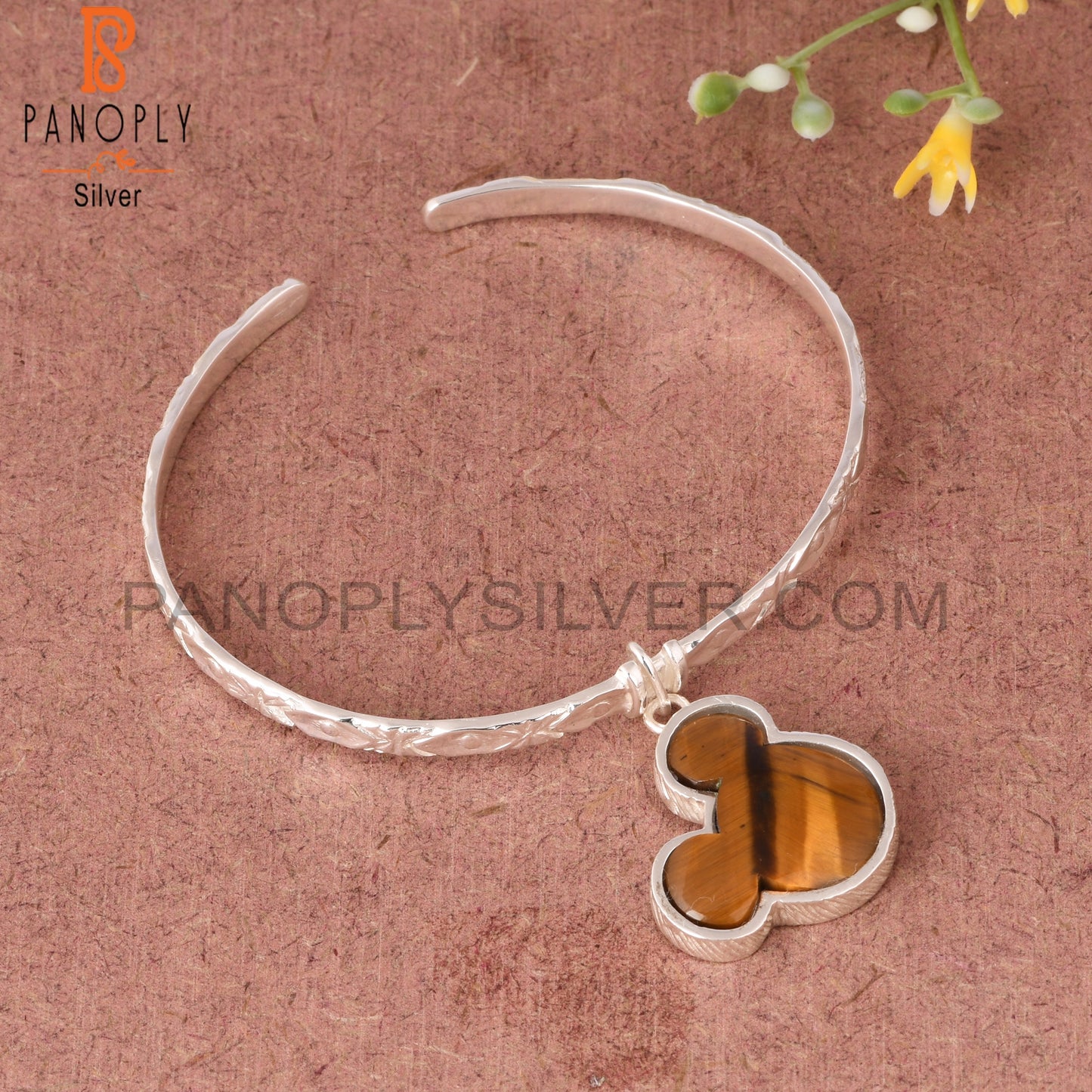 Tiger Eye Yellow Mouse 925 Sterling Silver Wrist Bracelet
