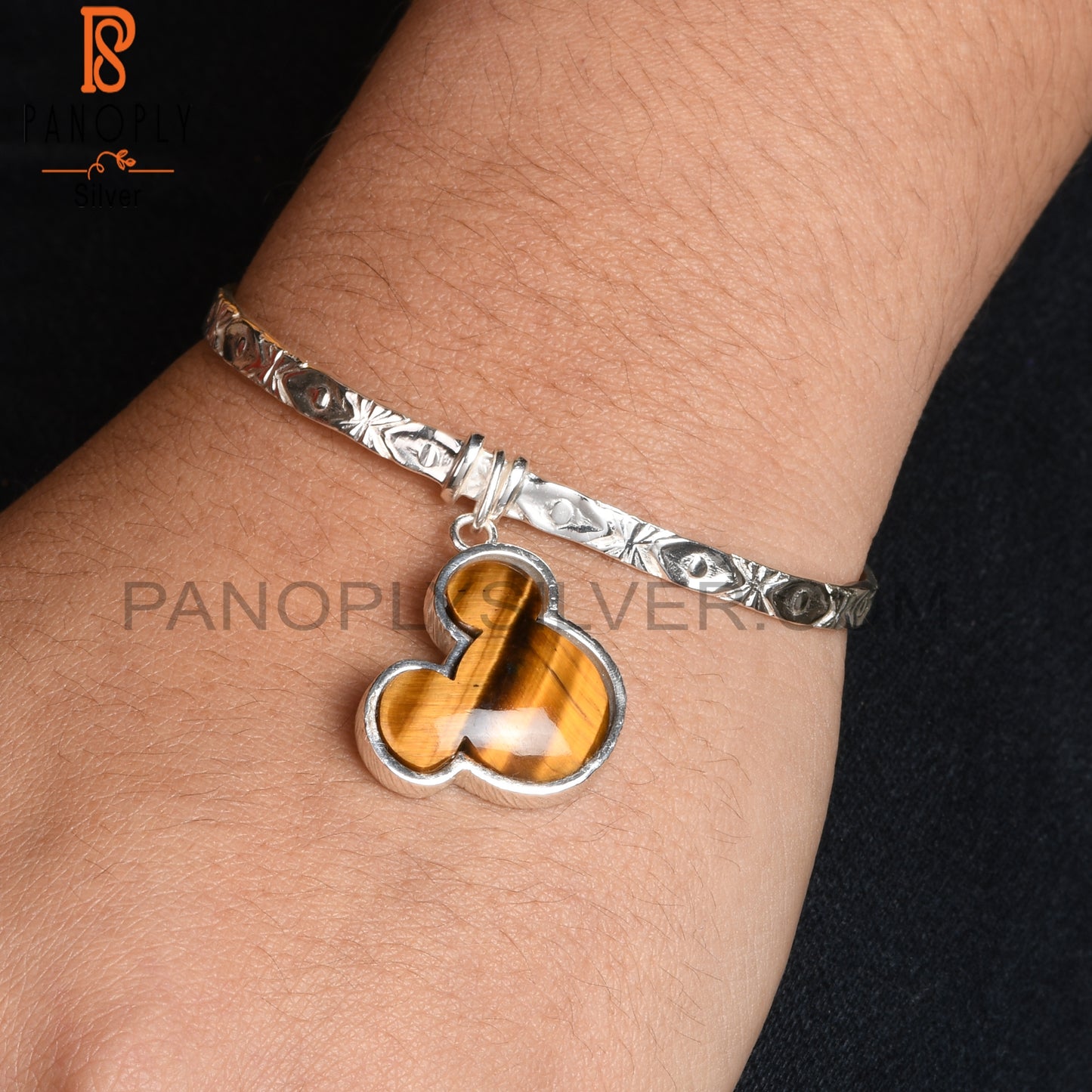 Tiger Eye Yellow Mouse 925 Sterling Silver Wrist Bracelet