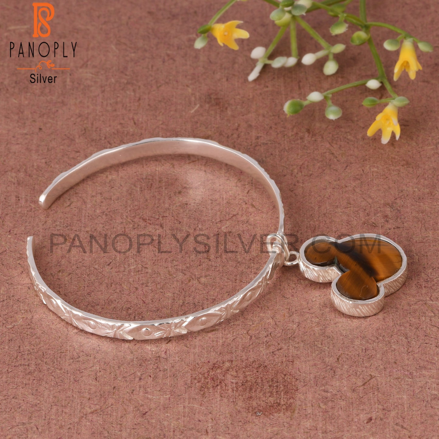 Tiger Eye Yellow Mouse 925 Sterling Silver Wrist Bracelet
