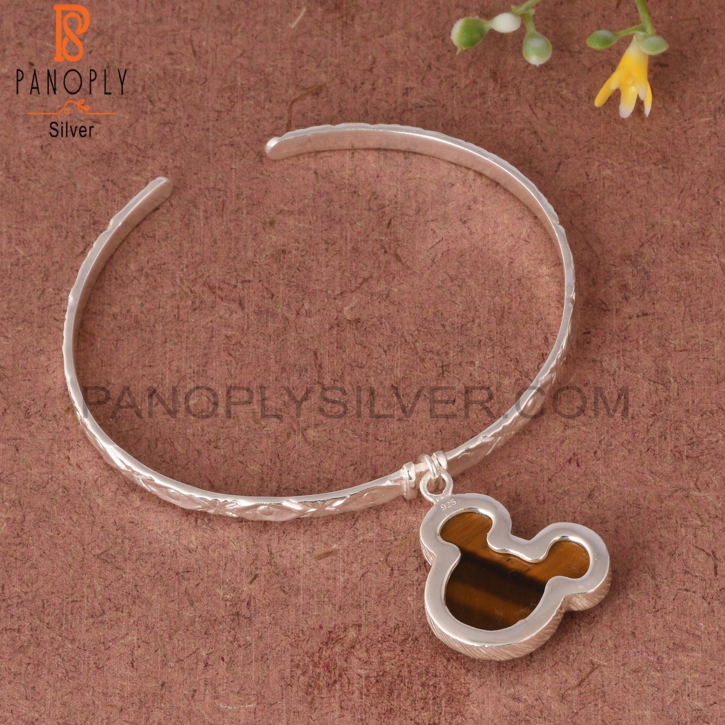 Tiger Eye Yellow Mouse 925 Sterling Silver Wrist Bracelet