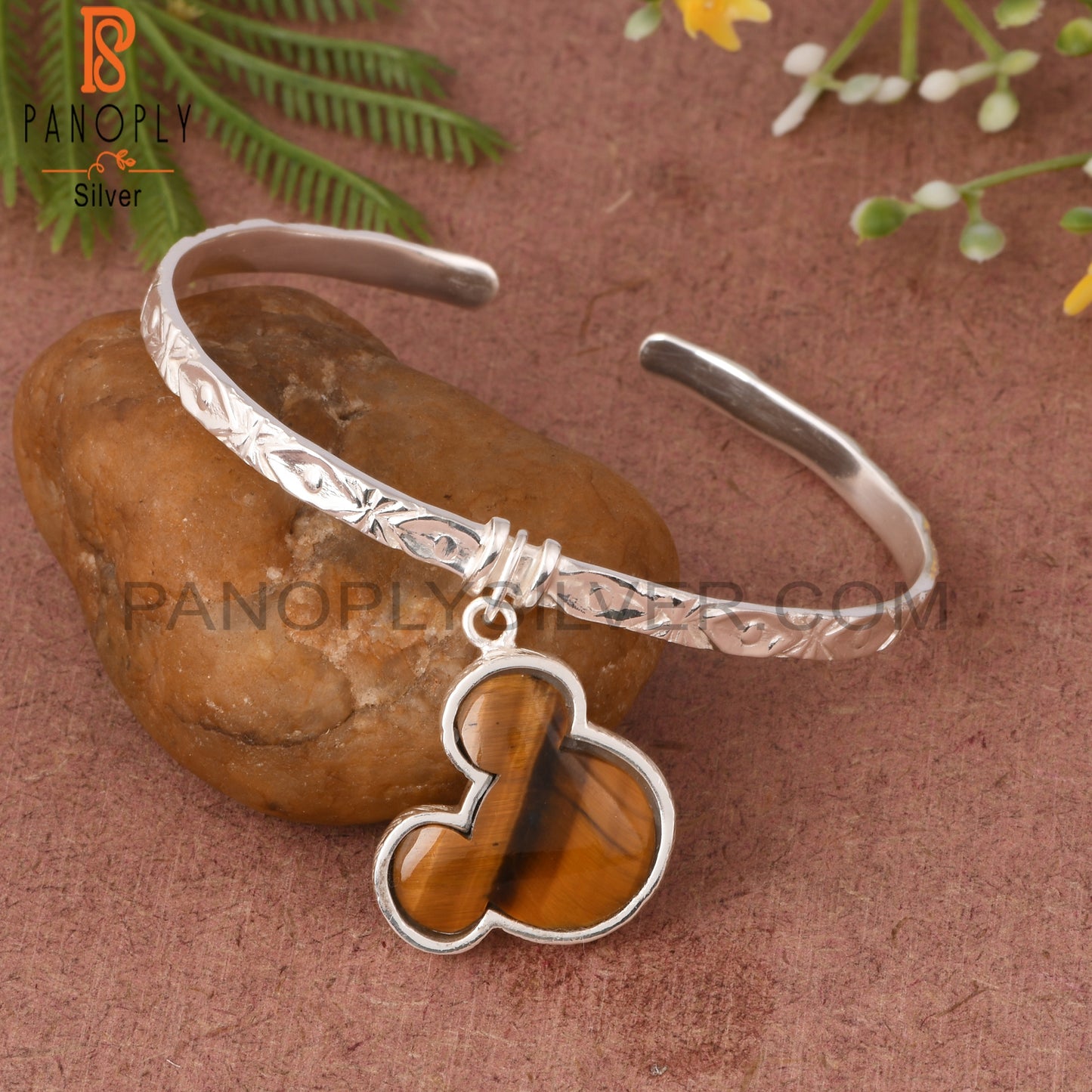 Tiger Eye Yellow Mouse 925 Sterling Silver Wrist Bracelet