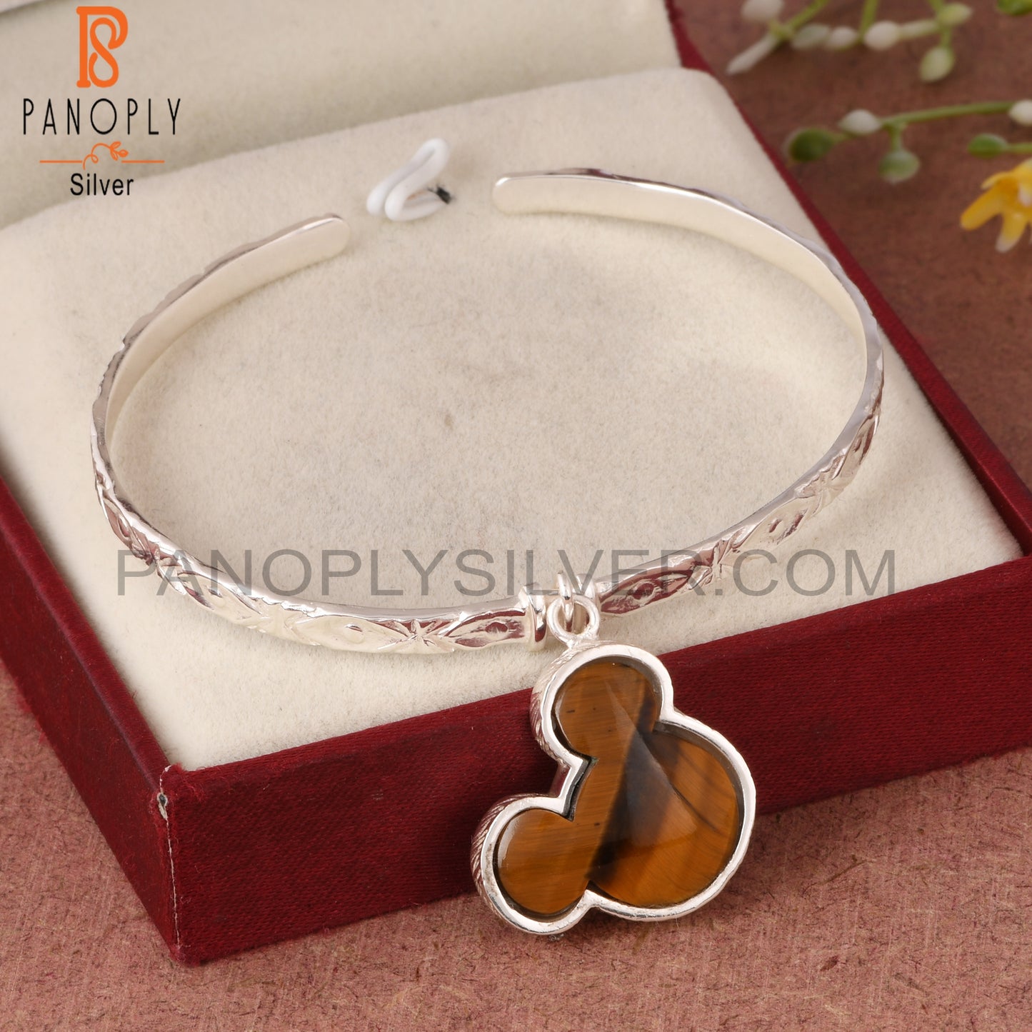 Tiger Eye Yellow Mouse 925 Sterling Silver Wrist Bracelet