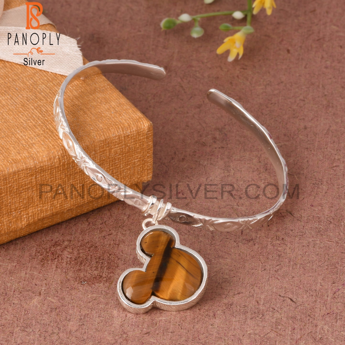 Tiger Eye Yellow Mouse 925 Sterling Silver Wrist Bracelet