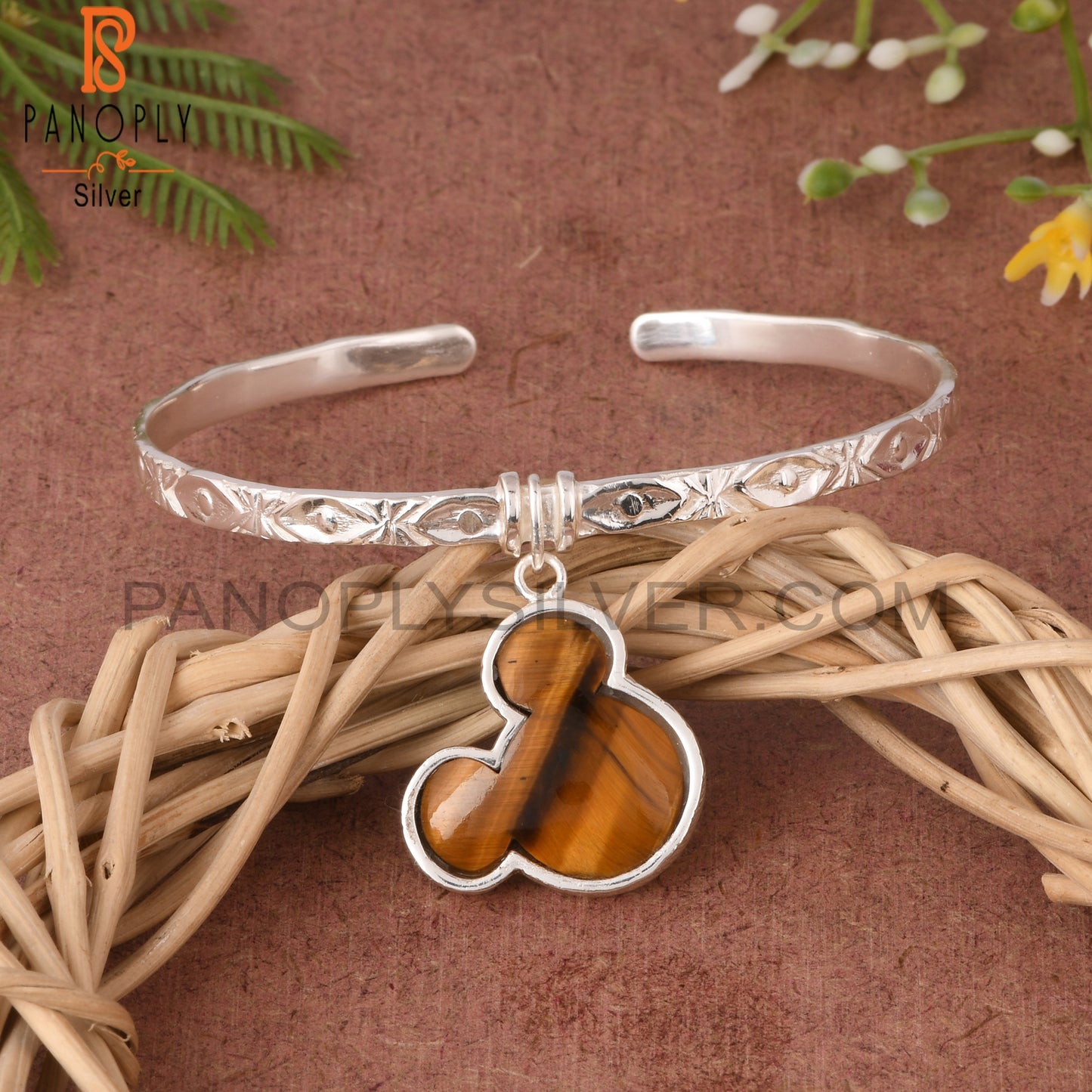 Tiger Eye Yellow Mouse 925 Sterling Silver Wrist Bracelet
