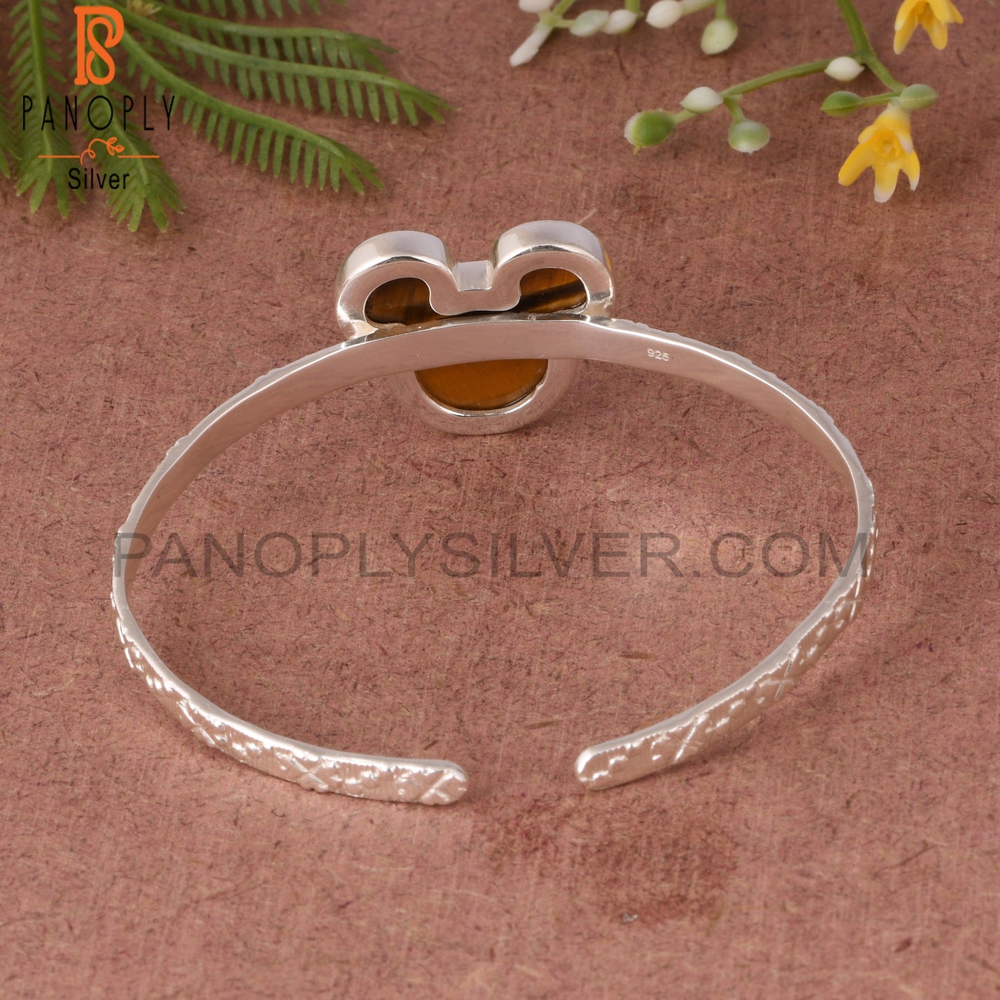 Tiger Eye Yellow Mouse Shape 925 Sterling Silver Bracelet