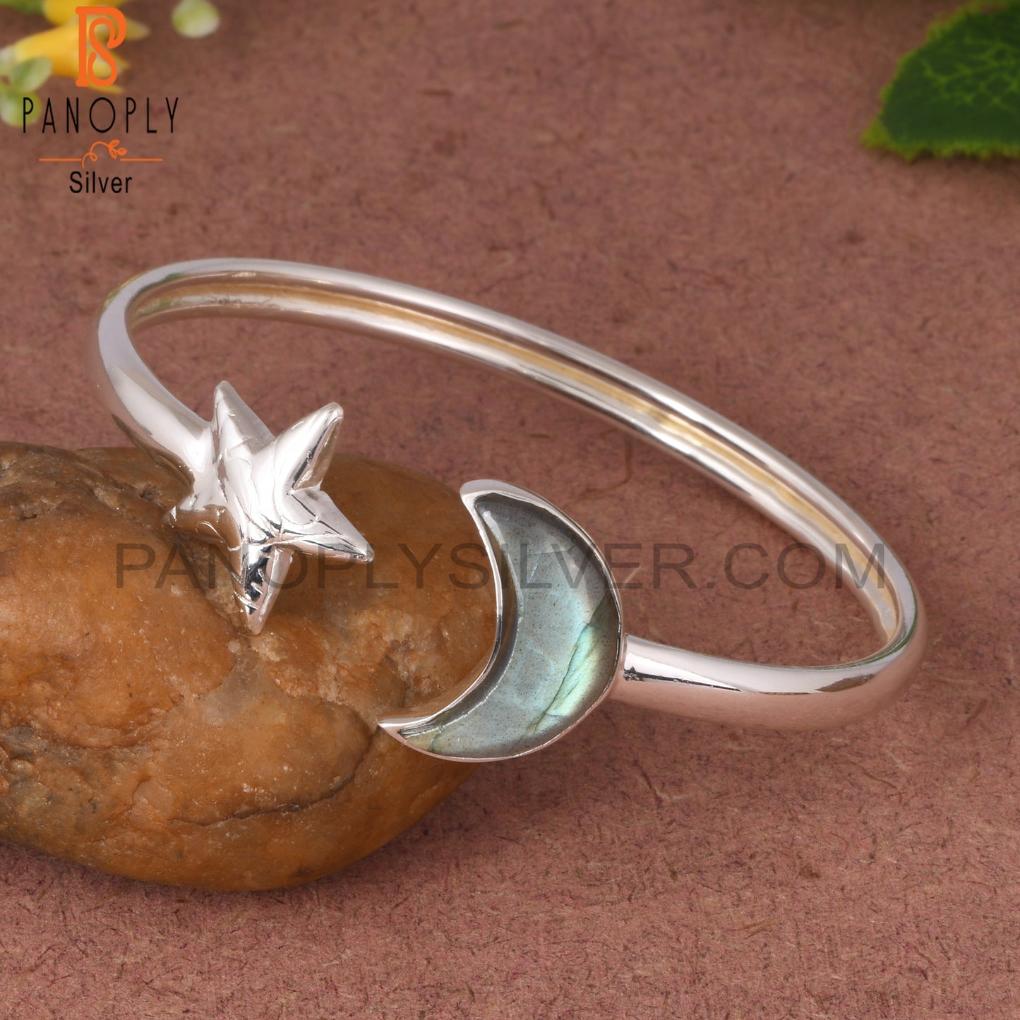 Labradorite MoonStar Shape 925 Sterling Silver Cuff