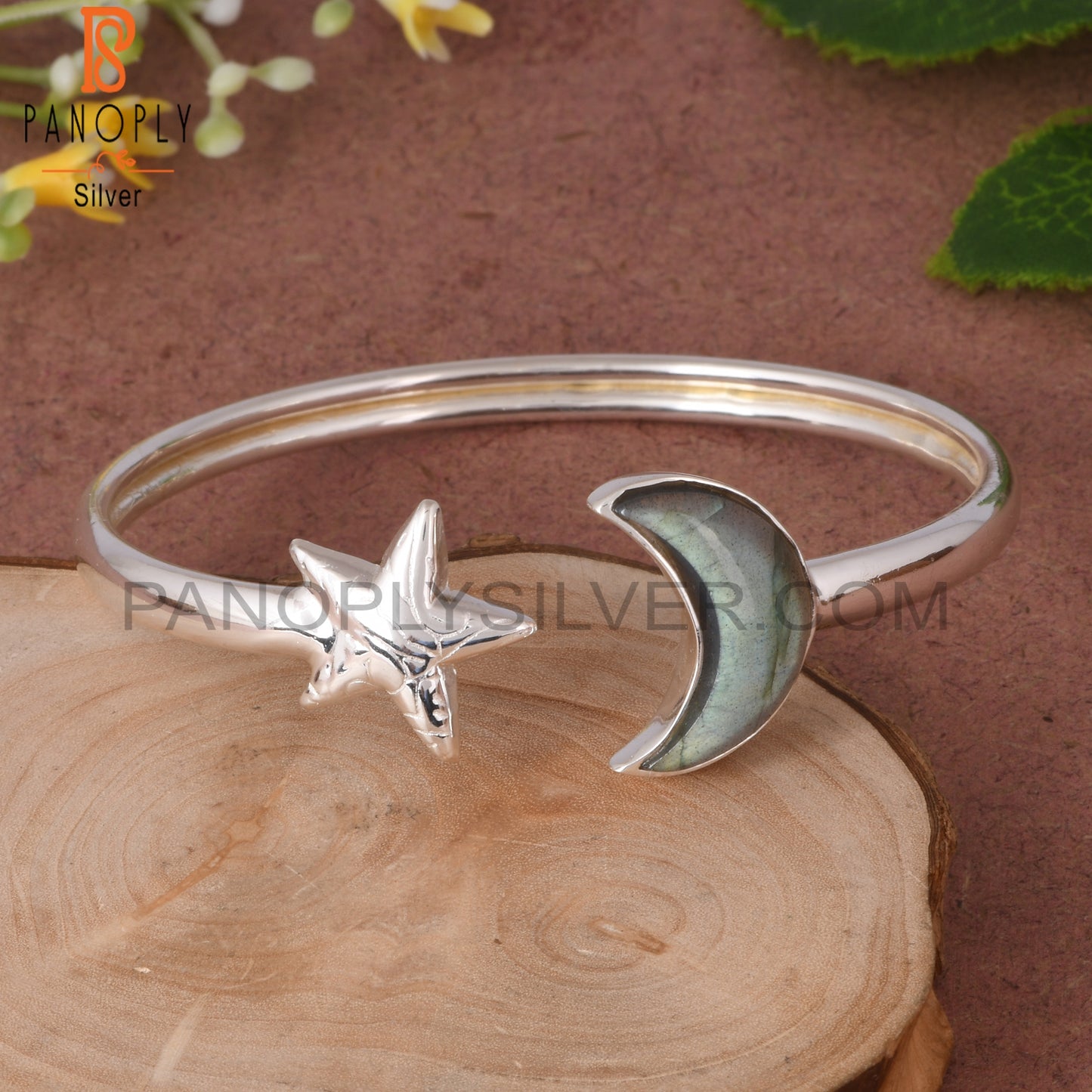 Labradorite MoonStar Shape 925 Sterling Silver Cuff