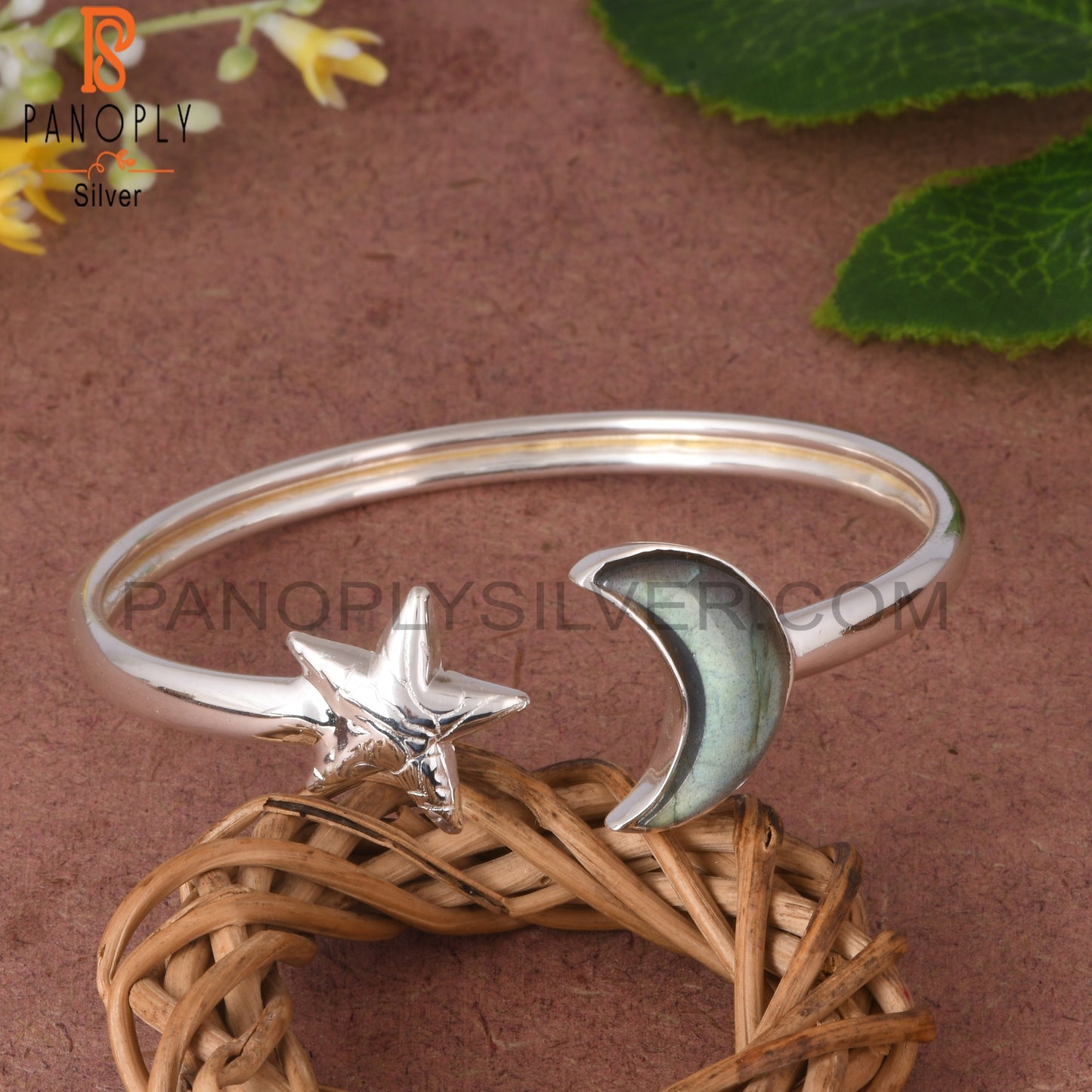 Labradorite MoonStar Shape 925 Sterling Silver Cuff