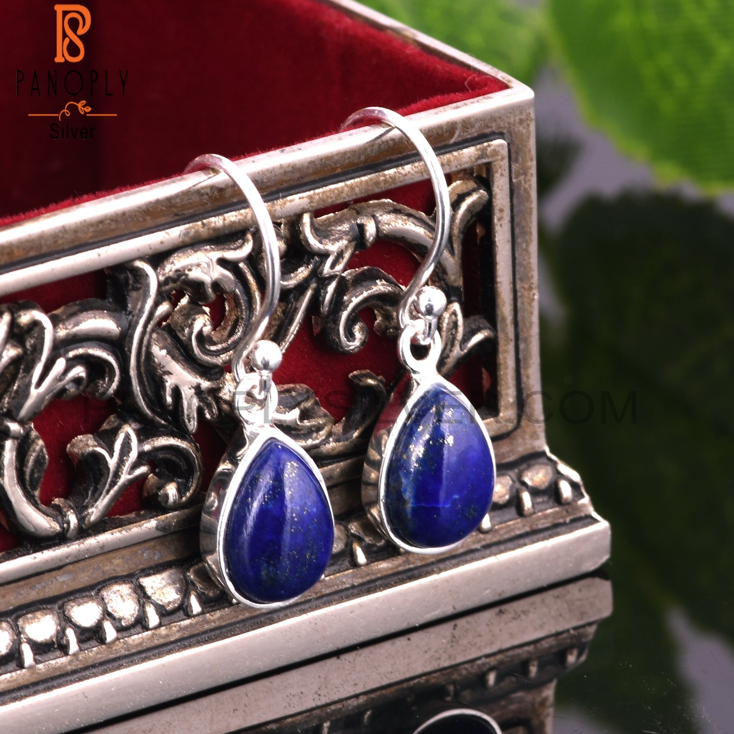 Lapis Pear Shape 925 Sterling Silver Earrings
