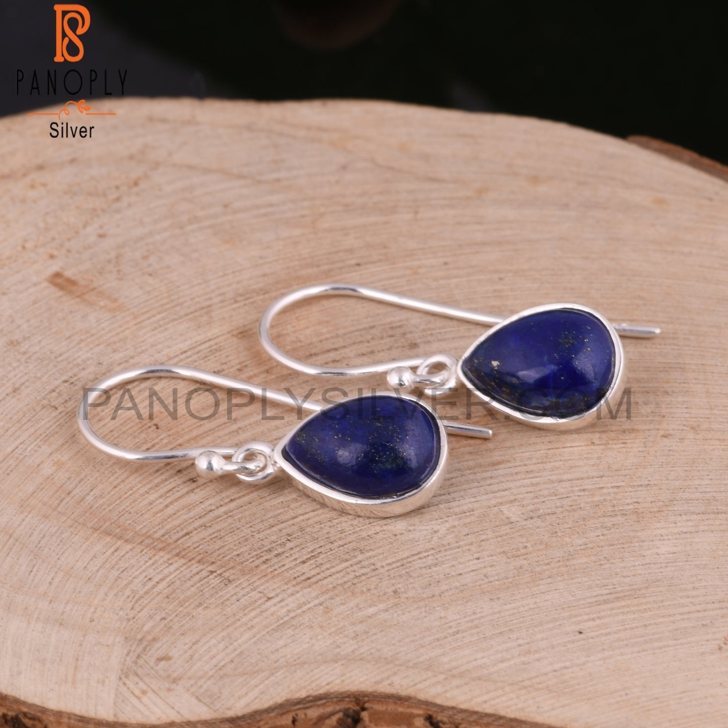 Lapis Pear Shape 925 Sterling Silver Earrings