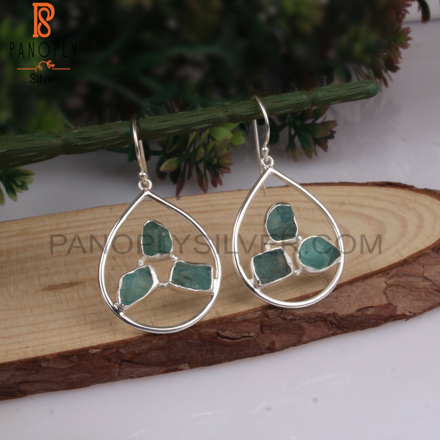 Designer Apatite Rough 925 Sterling Silver Pretty Earrings