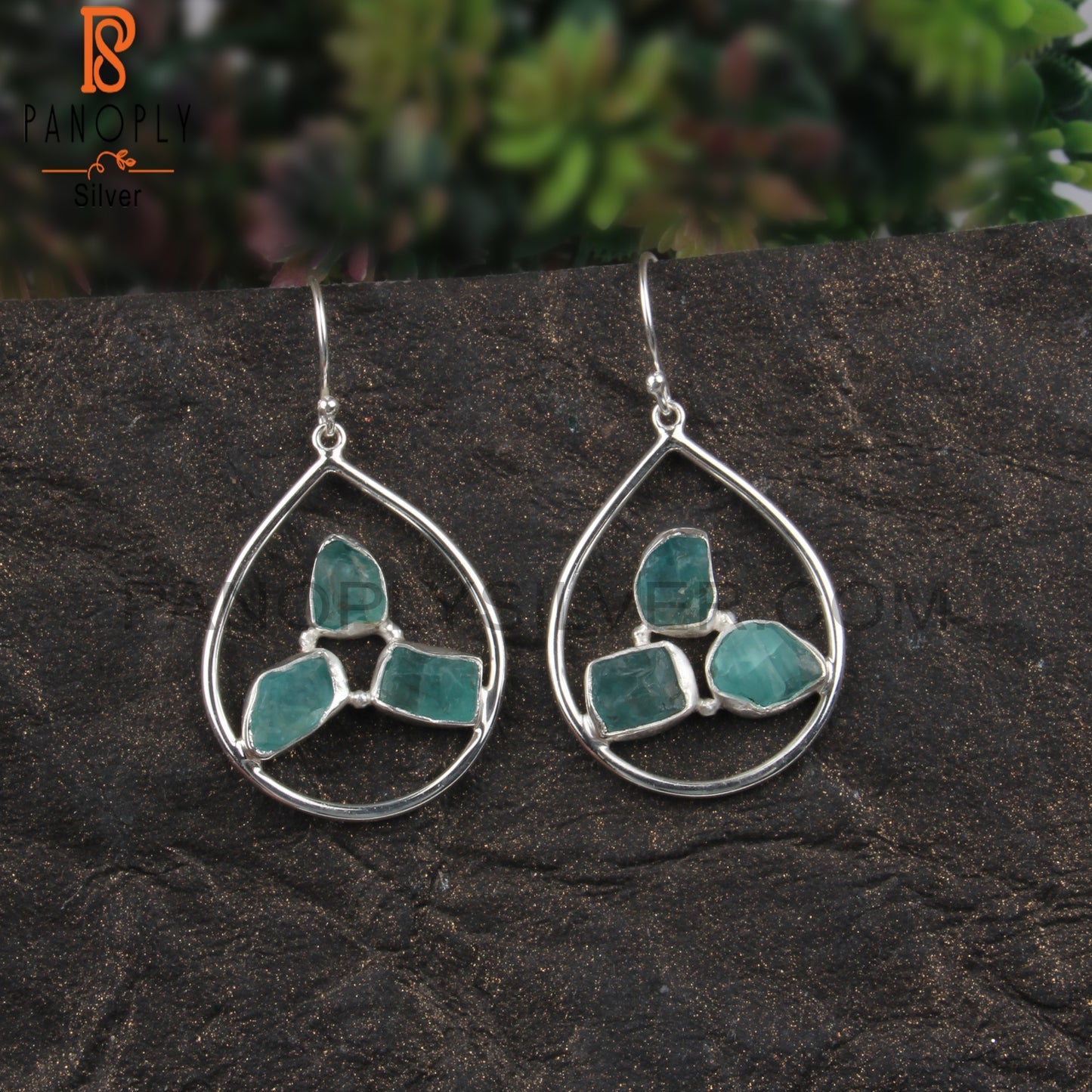 Designer Apatite Rough 925 Sterling Silver Pretty Earrings